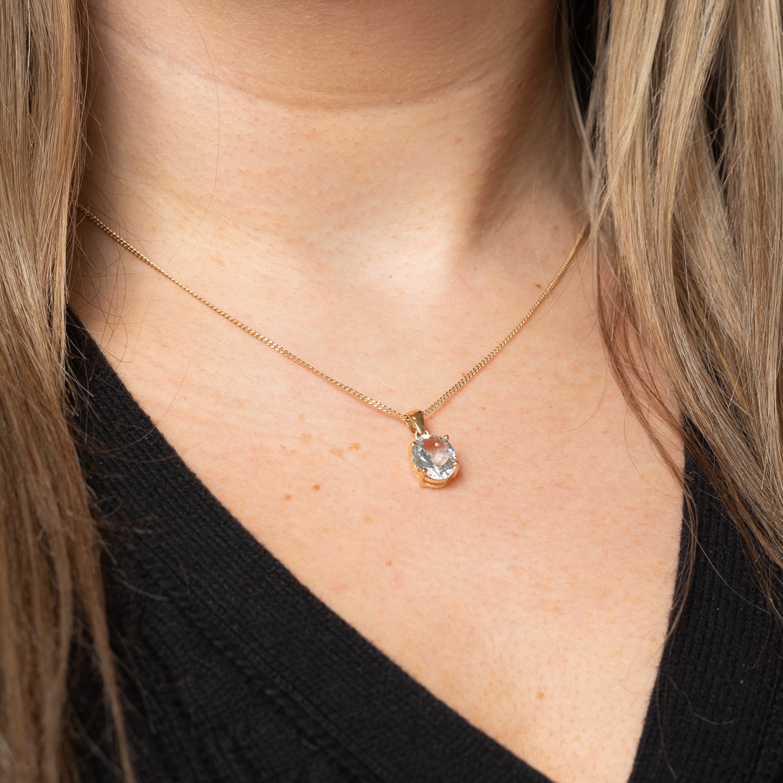 2.13ct Oval Cut Aquamarine Pendant Necklace - March Birthstone Jewelry for Women - Perfect Gift for Birthday, Anniversary & Valentine's Day