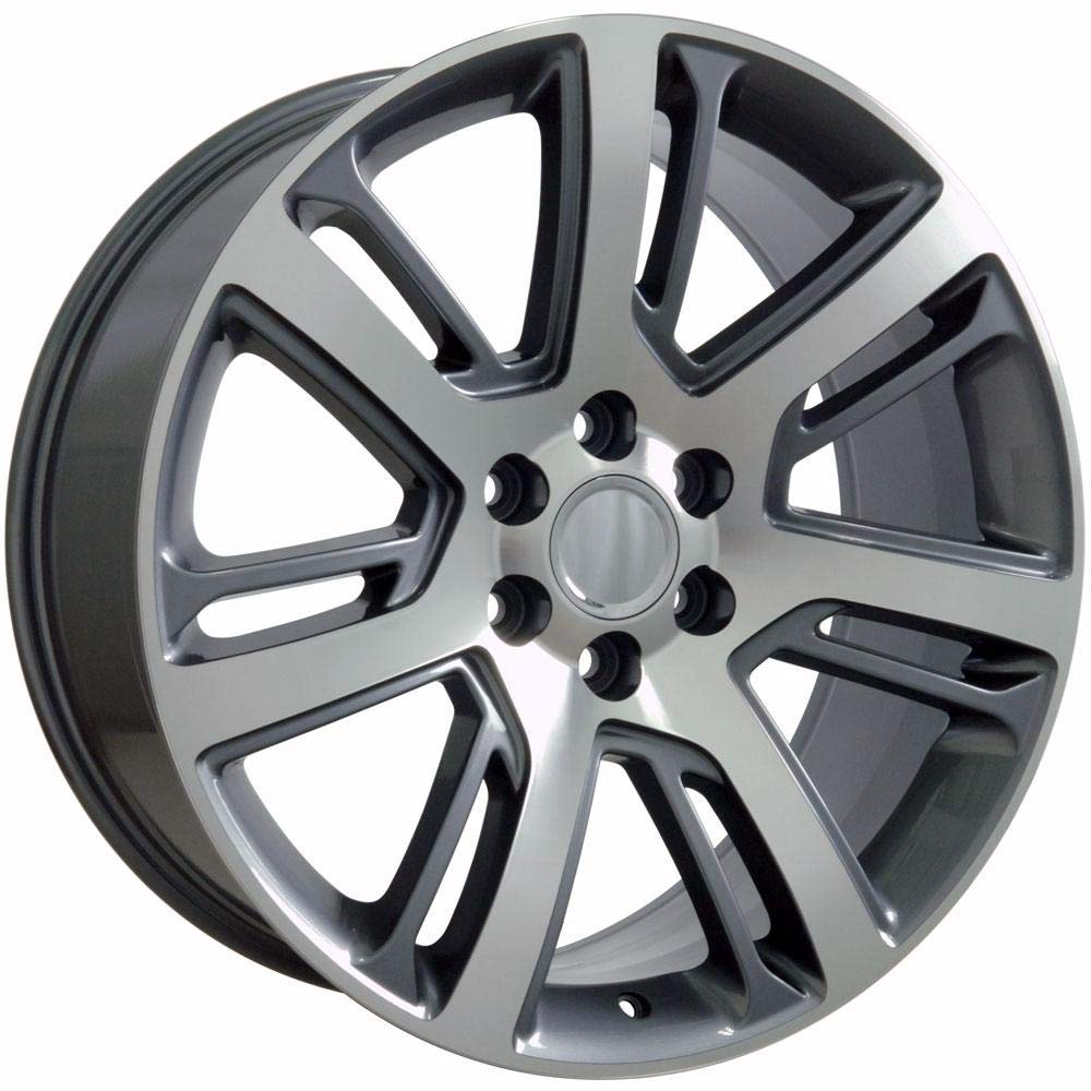 OE Wheels CA88 22 Inch Rims for Cadillac Escalade - 6x139.7 Bolt Pattern, 22x9 Gloss Gunmetal Machined Finish - Compatible with Hollander 4738 - Perfect for Luxury SUV Customization & Off-Road Adventures