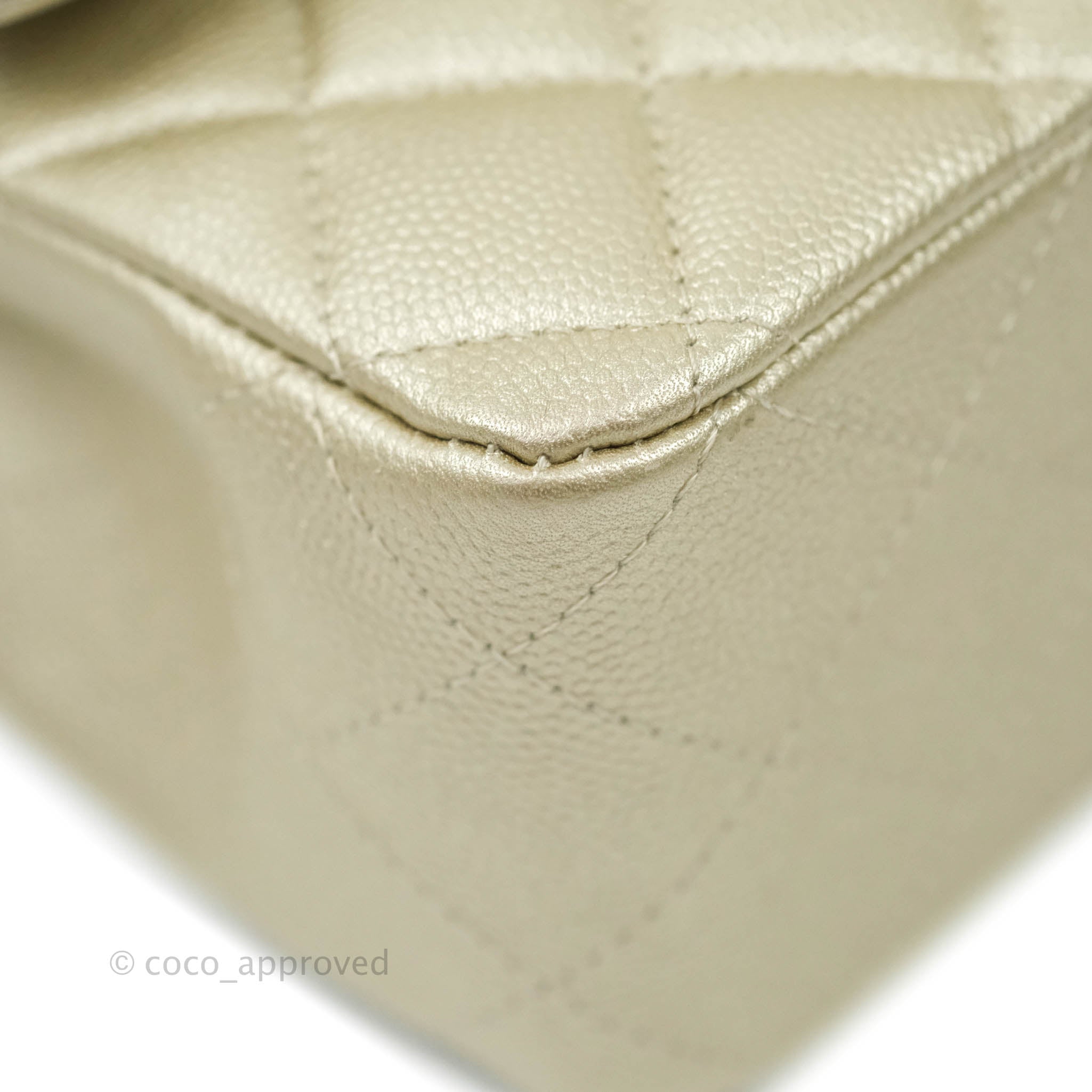 Chanel Classic Medium Double Flap Bag in Light Gold Caviar Leather with Gold Hardware | Luxury Designer Handbag for Women | Perfect for Work, Evening Events & Special Occasions