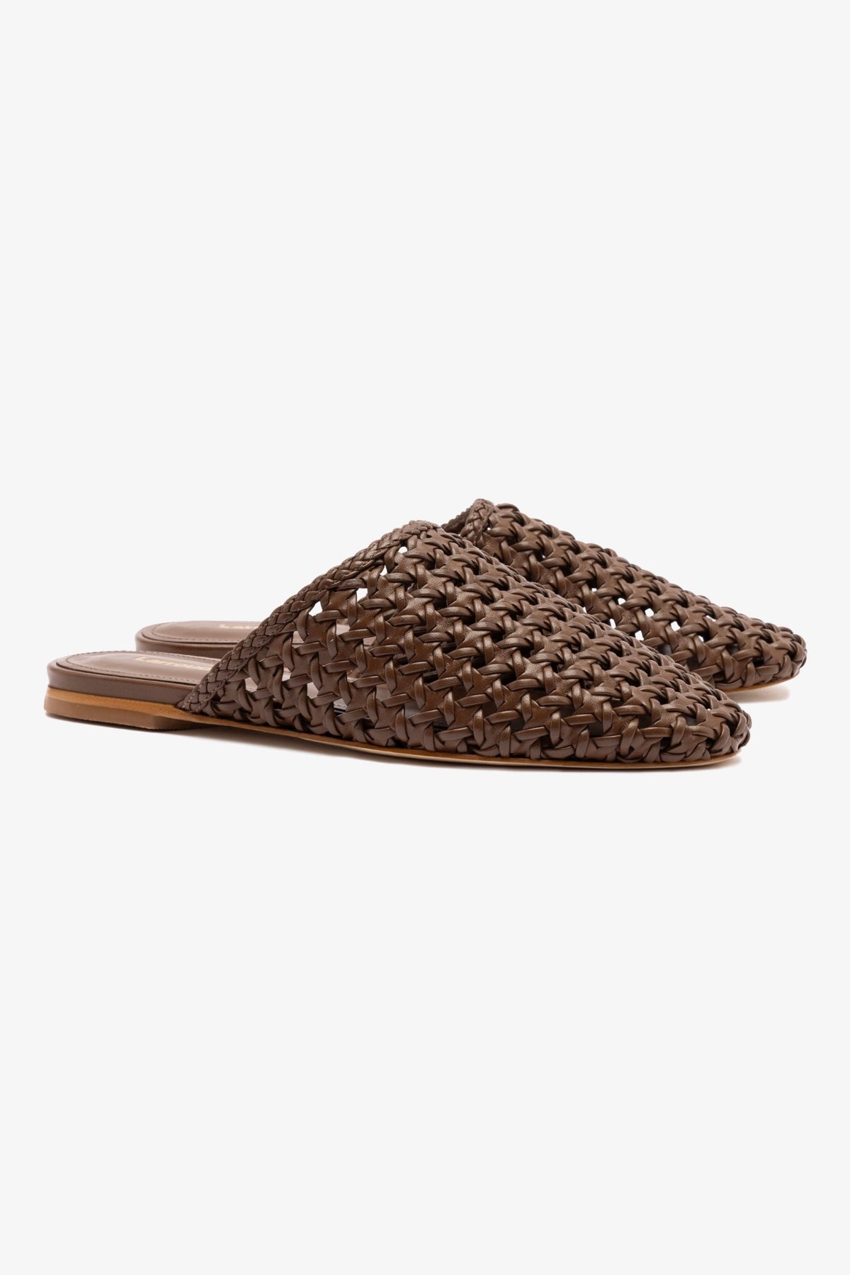 Venice Macrame Flat Mule Shoes - Burnt Umber Leather Slip-Ons for Women | Comfortable Bohemian Sandals for Beach, Summer & Casual Outfits
