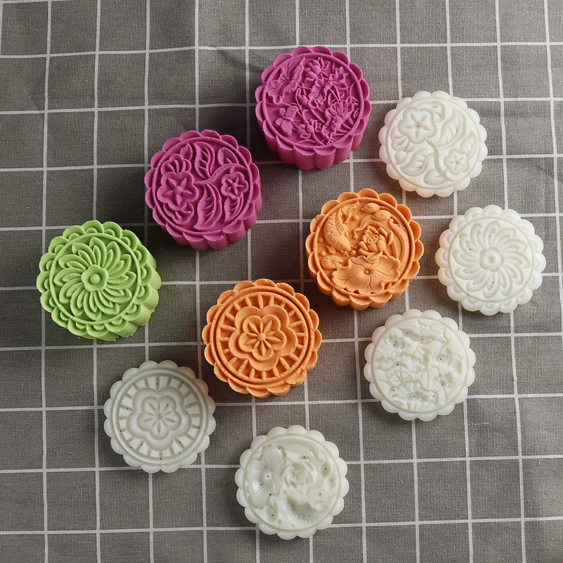 150g 5pcs Adjustable Cookie Stamps Set - Moon Cake Mold & Christmas Cookie Press for DIY Baking, Hand Press Cutter for Cookies, Cakes & Pastries - Perfect for Holiday Baking, Home Decor & Gift Making