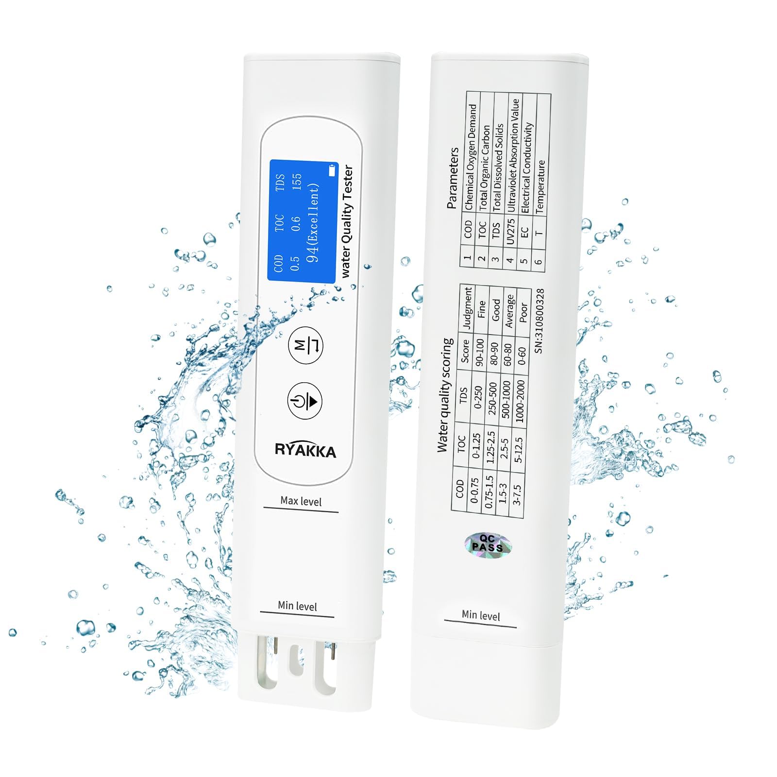 Premium 6-in-1 Water Quality Tester - Digital Analyzer for TOC, COD, TDS, UV275, EC & Temperature | Accurate Testing for Well Water, Tap Water & Purified Water | Ideal for Home, Lab, Outdoor & Emergency Preparedness