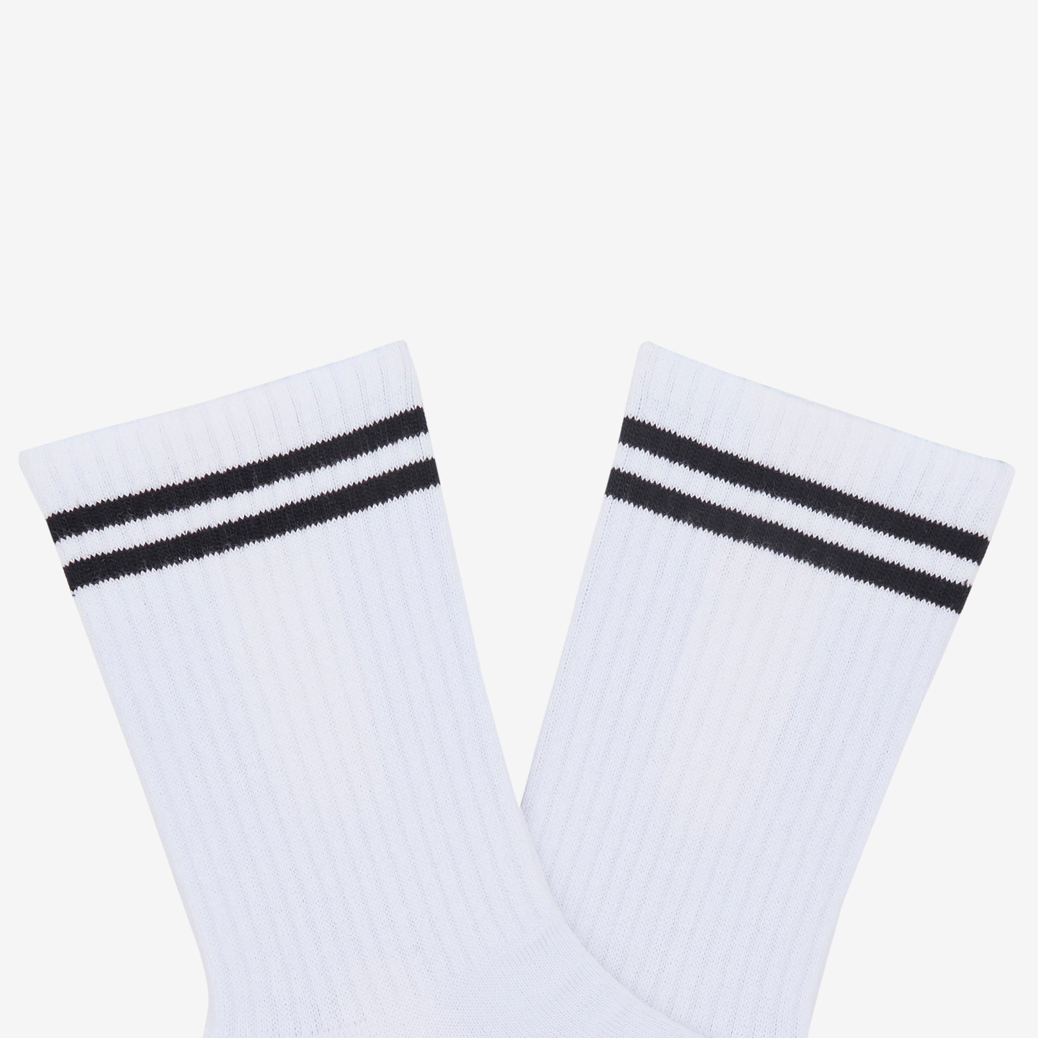 2 Stripes Rib Socks for Men & Women - Comfortable Cotton Ankle Socks (White/Black) - Perfect for Running, Workout & Casual Wear