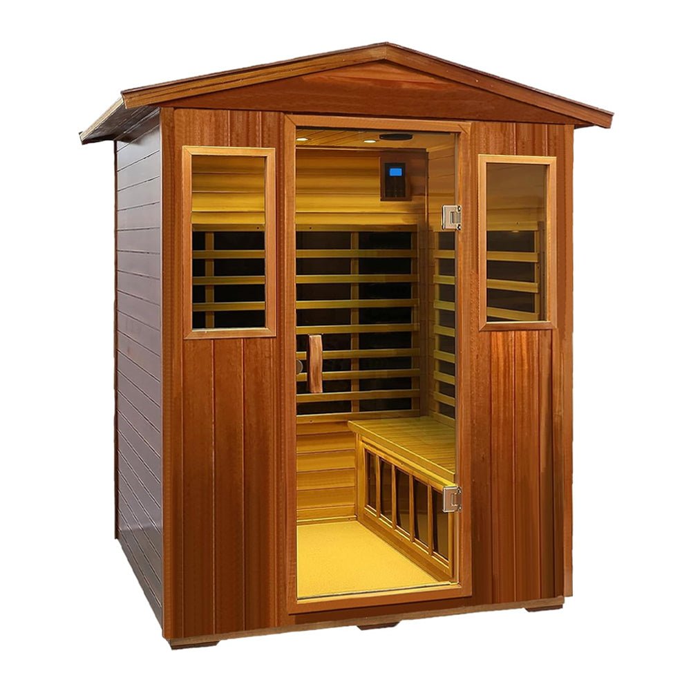 Premium 4-Person Low EMF FAR Infrared Sauna for Home & Outdoor Use - 2050W with Bluetooth Audio (SAK15372) - Perfect for Relaxation, Detox & Family Wellness Sessions