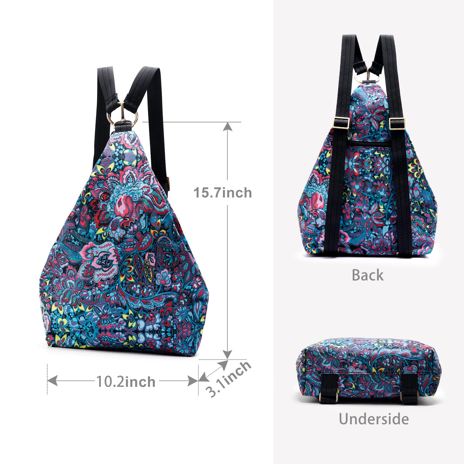 Black Butterfly Premium Women's Backpack - Bohemian Style Fashion Casual Daypack & Small Purse Backpack (03-Blue) | Perfect for Travel, Work, College & Everyday Use