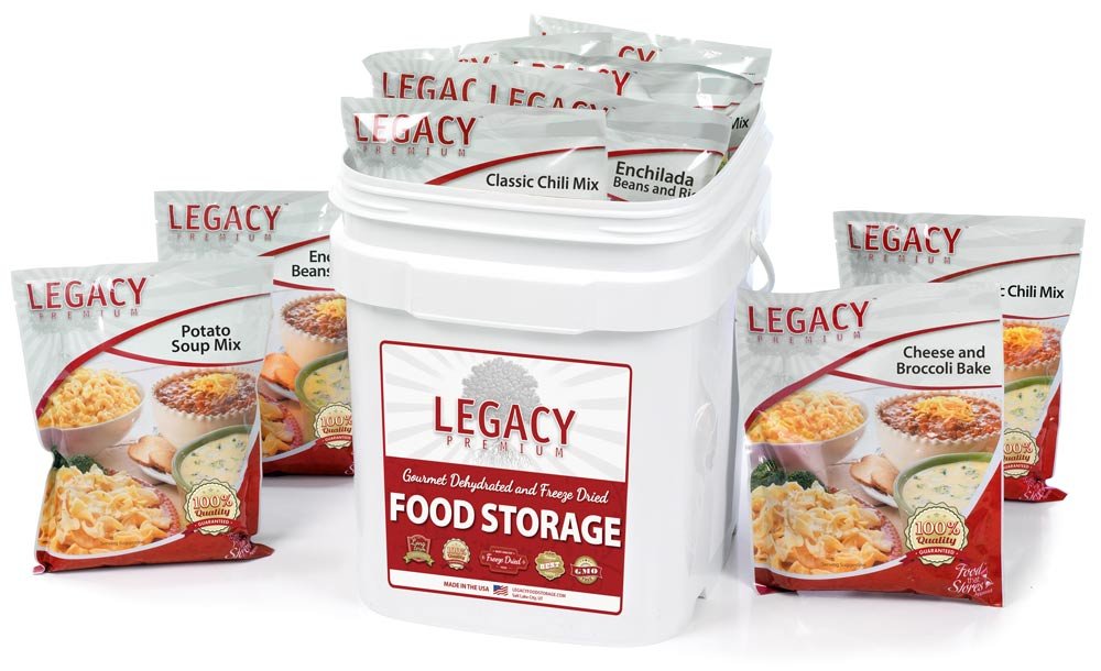 Legacy Food Storage Gluten Free 60 Serving Bucket - Emergency Survival Food Supply with 22,760 Calories | Freeze Dried Meals for Camping, Hiking, Backpacking & Disaster Preparedness | Long Shelf Life Lunch & Dinner Entrees