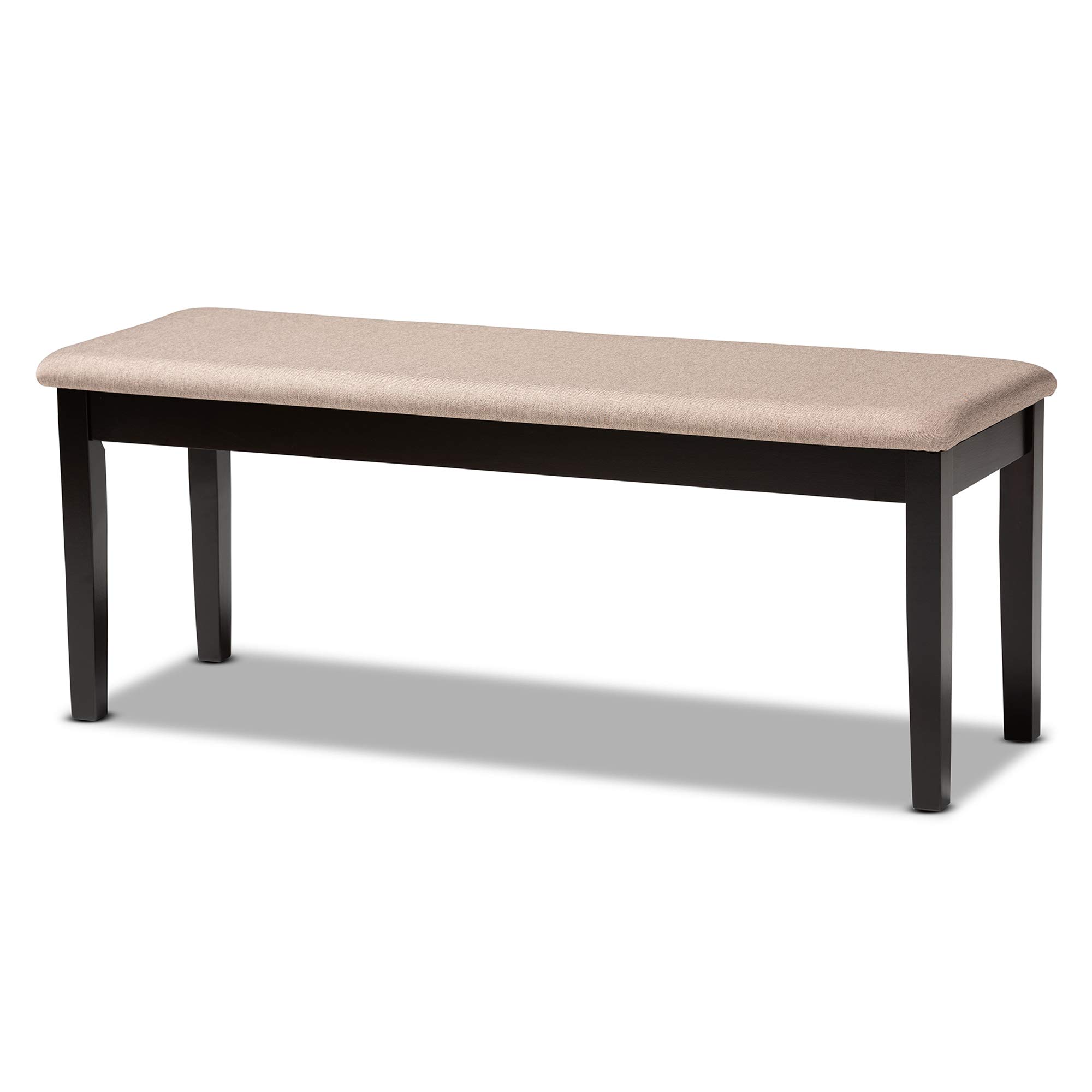 Baxton Studio Teresa Modern Upholstered Dining Bench - Dark Brown Wood Finish, Sand Fabric - Perfect for Kitchen, Dining Room, and Entryway Seating