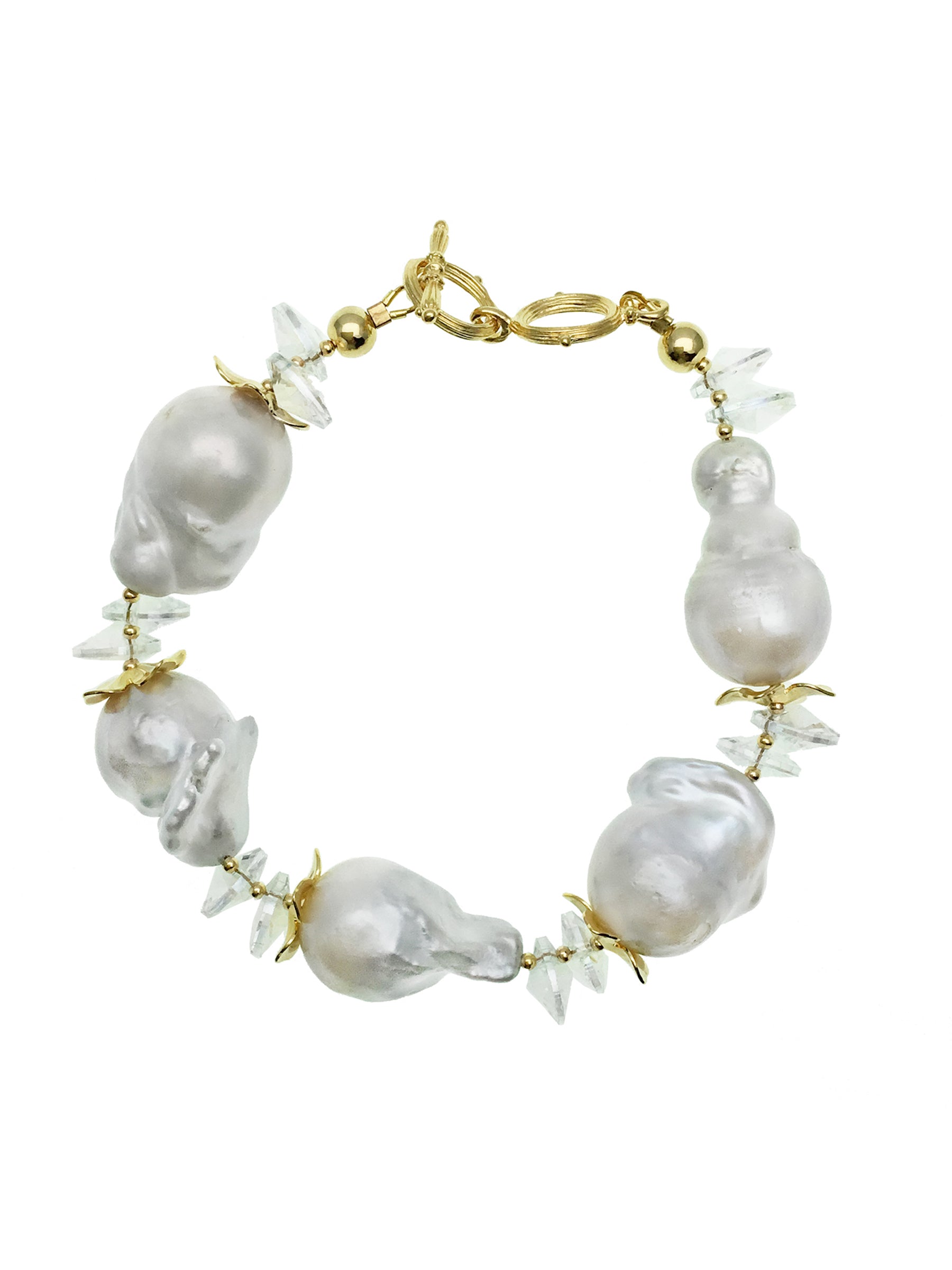 Elegant Baroque Pearls & Swarovski Crystals Bracelet CB013 - Vintage Style Jewelry for Women, Perfect for Weddings, Parties & Special Occasions