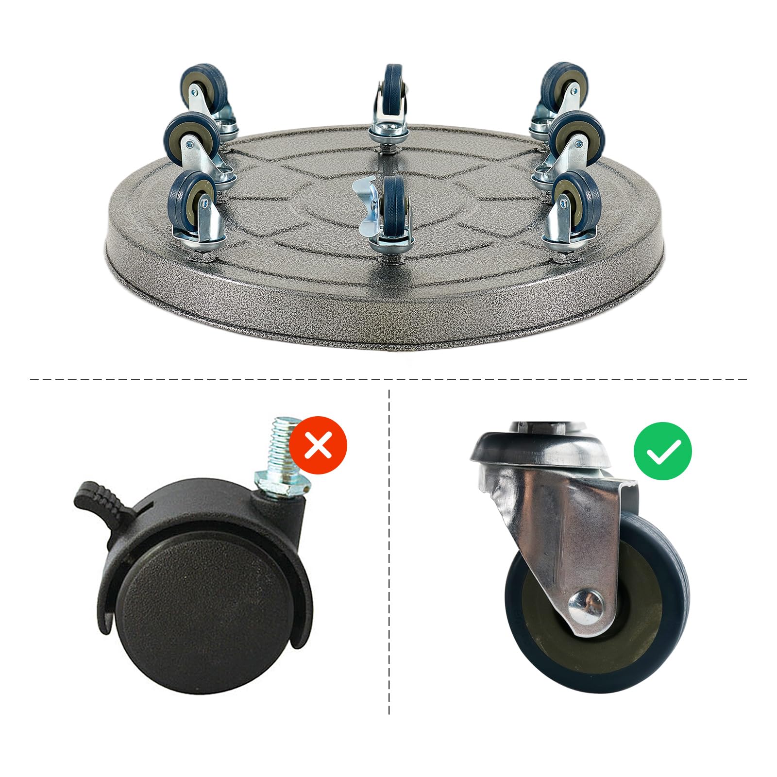 **Choclaif 3-Pack Heavy Duty Plant Caddy with Wheels – Silver Round Pot Trolley for Indoor & Outdoor Use (20 Inch) – Perfect for Moving Large Potted Plants in Gardens, Patios, and Greenhouses**