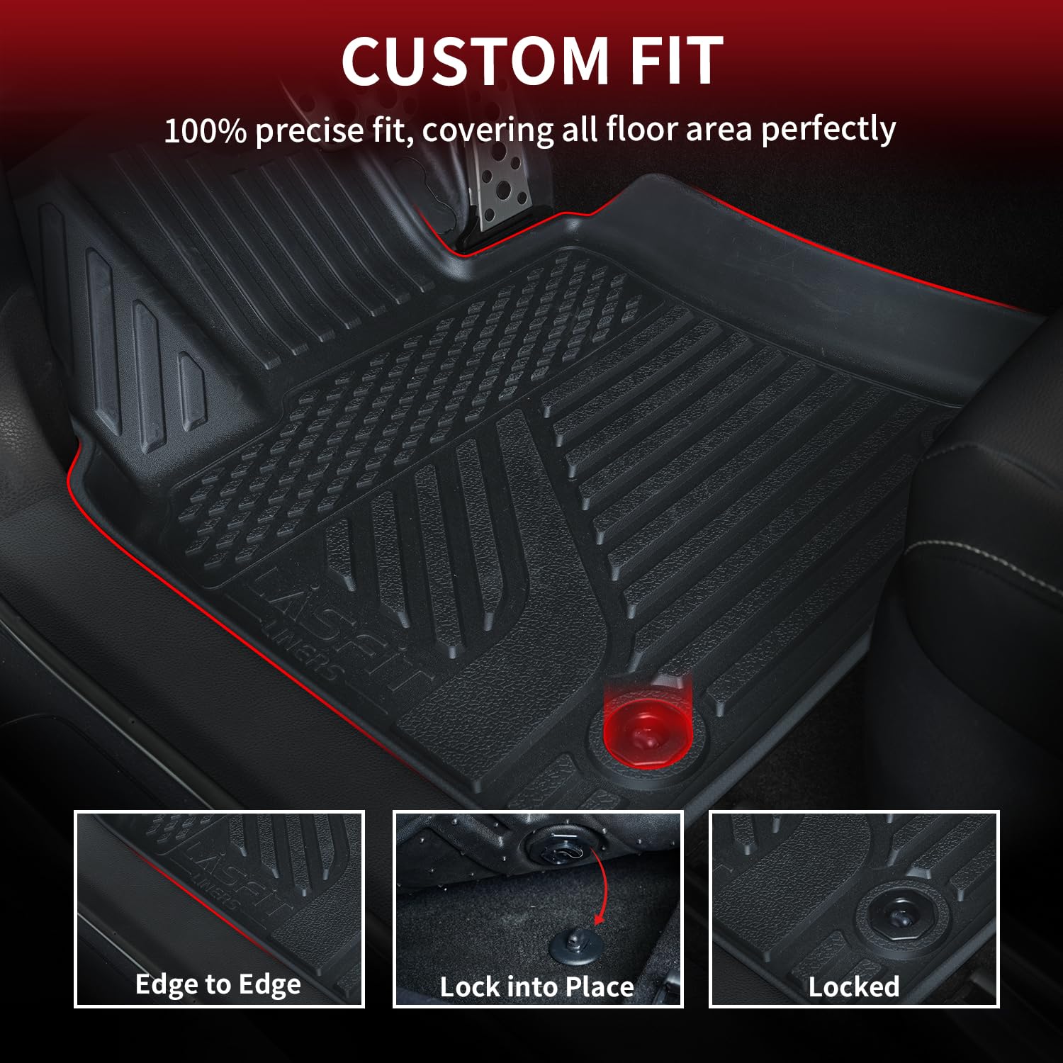LASFIT All-Weather TPE Floor Mats & Trunk Liner for 2025 Toyota Camry Hybrid/LE/SE/XLE/XSE - Custom Fit Front & Rear Full Set Car Mats (Black) - Perfect for Daily Commuting, Road Trips & All-Season Protection