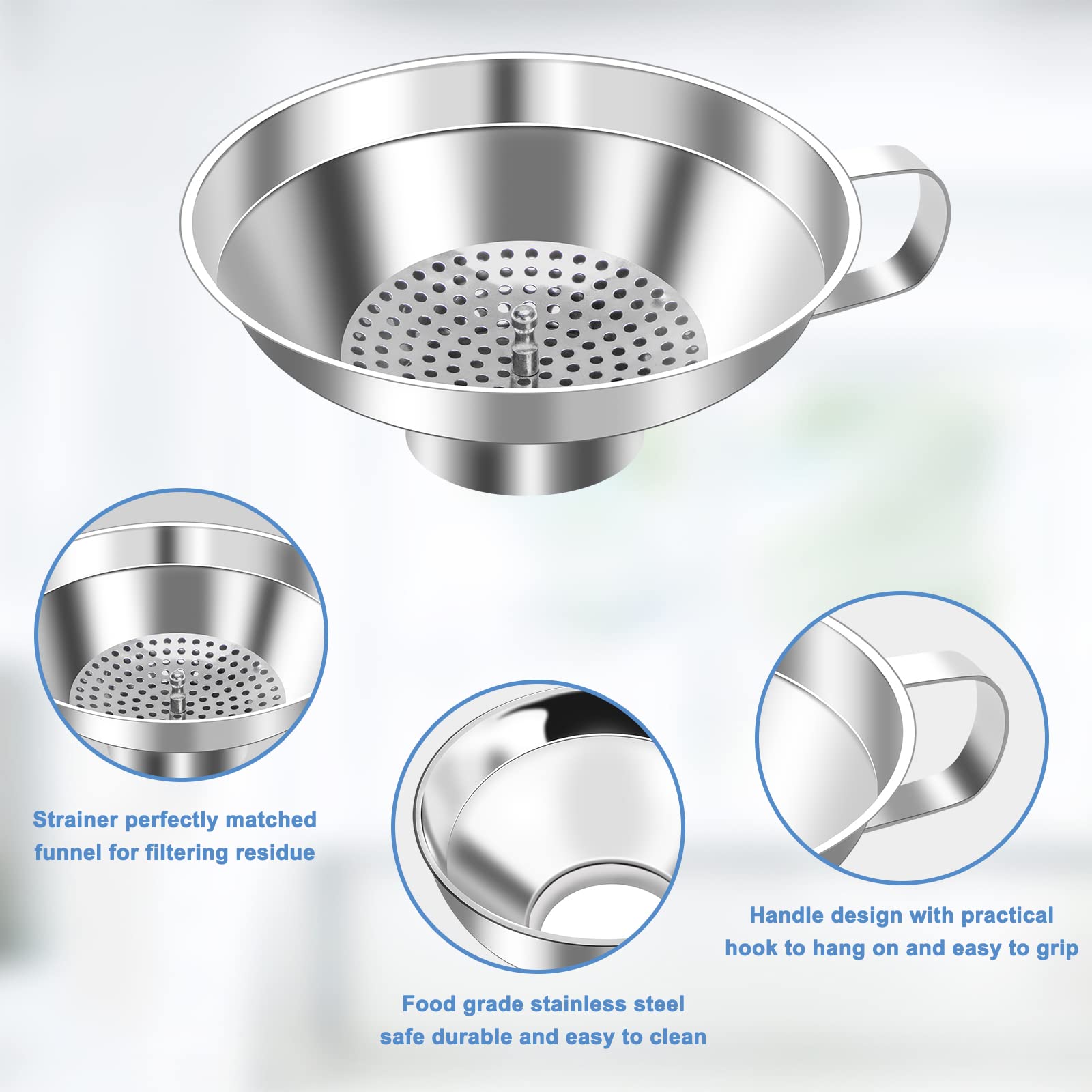 Stainless Steel Canning Funnel Set - 2 Pack (Small & Large) Wide Mouth Kitchen Funnel for Mason Jars, Bottles & Food Preservation - Perfect for Home Canning, Jam Making & DIY Liquor Bottling