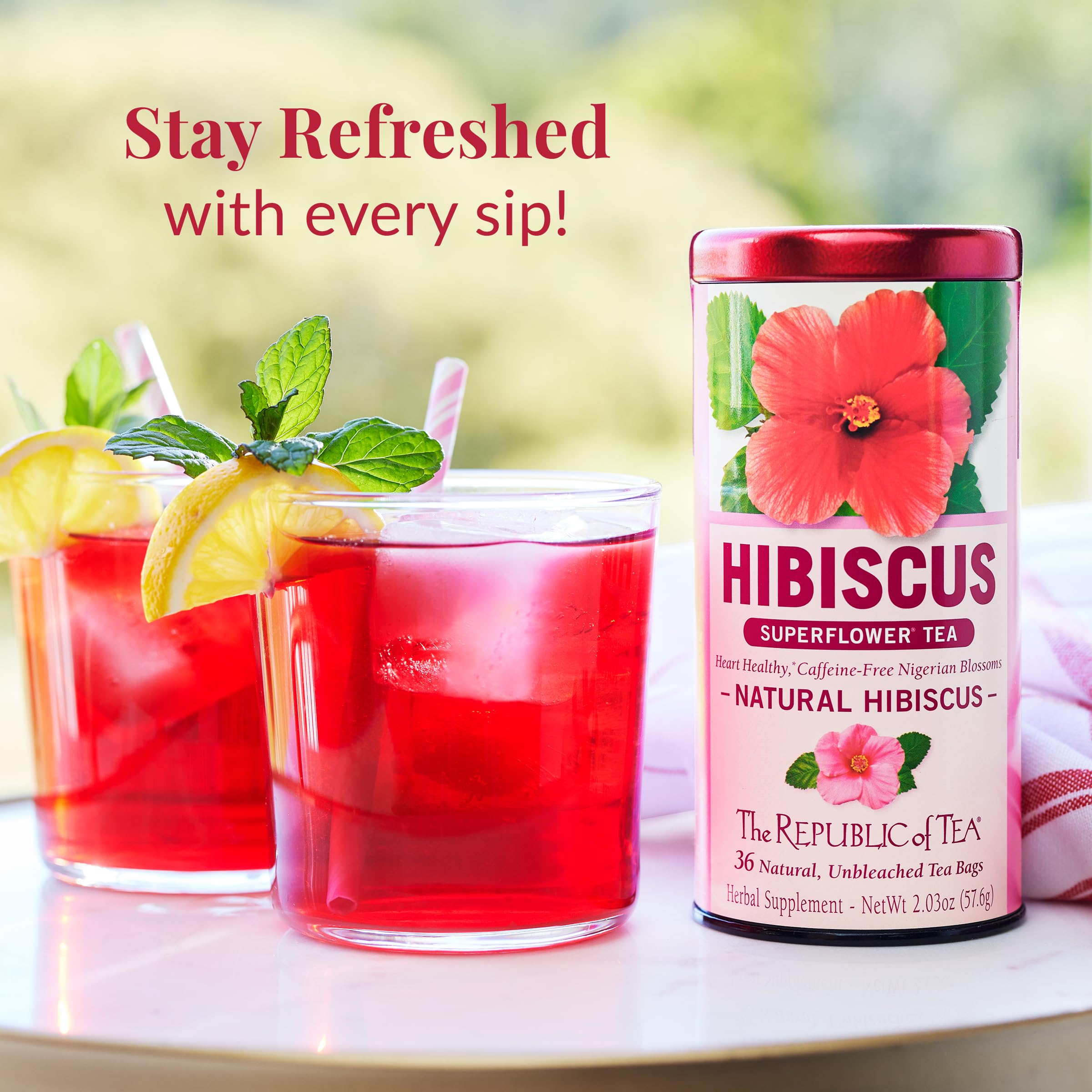 Organic Hibiscus Superflower Tea Bags - 36 Count | Caffeine-Free Herbal Tea for Relaxation & Wellness | Perfect for Iced Tea, Detox & Stress Relief