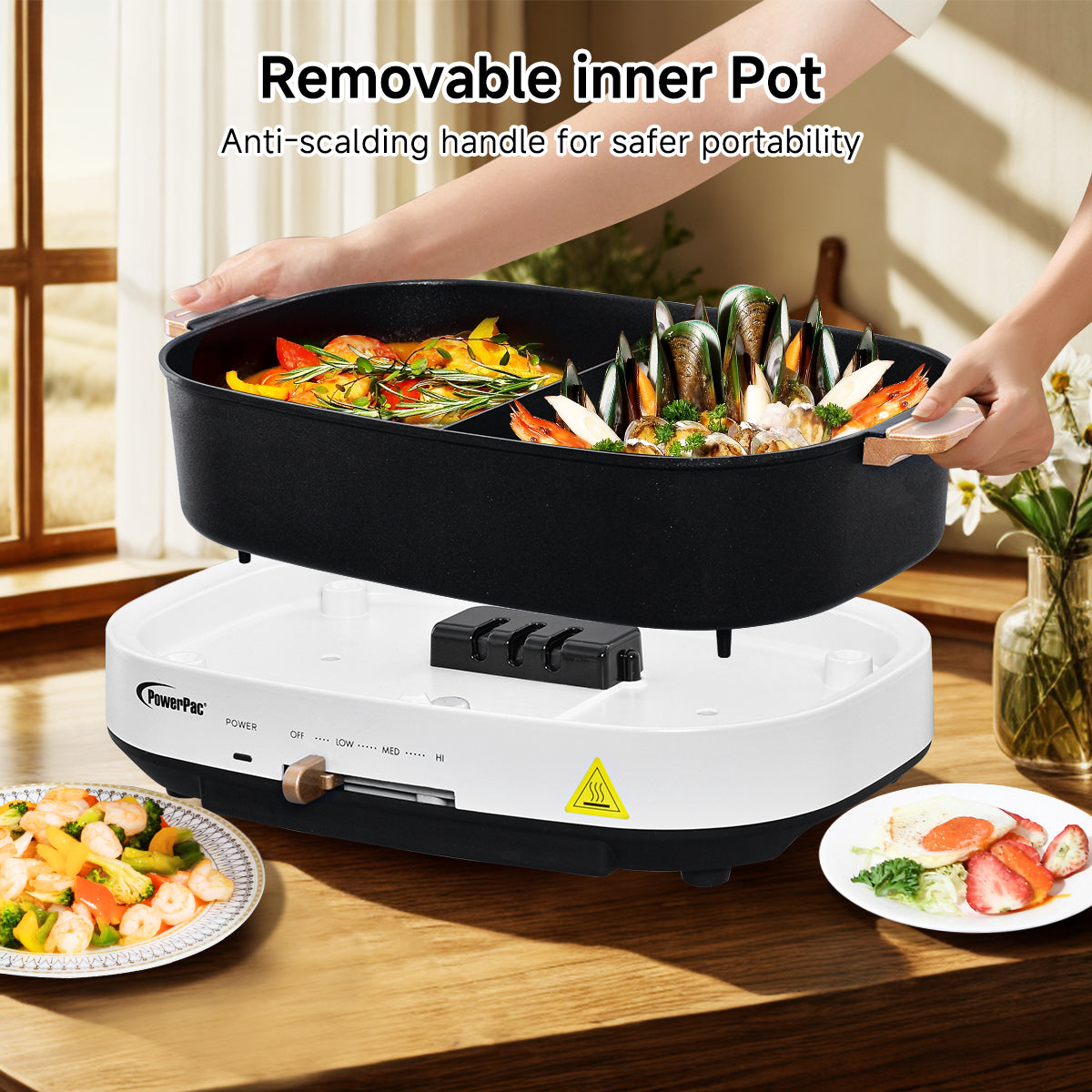 **Steamboat & Multi Cooker 4.5L with Dual Compartment Pot (PPMC768) – Perfect for Hot Pot, Shabu Shabu & Family Cooking**