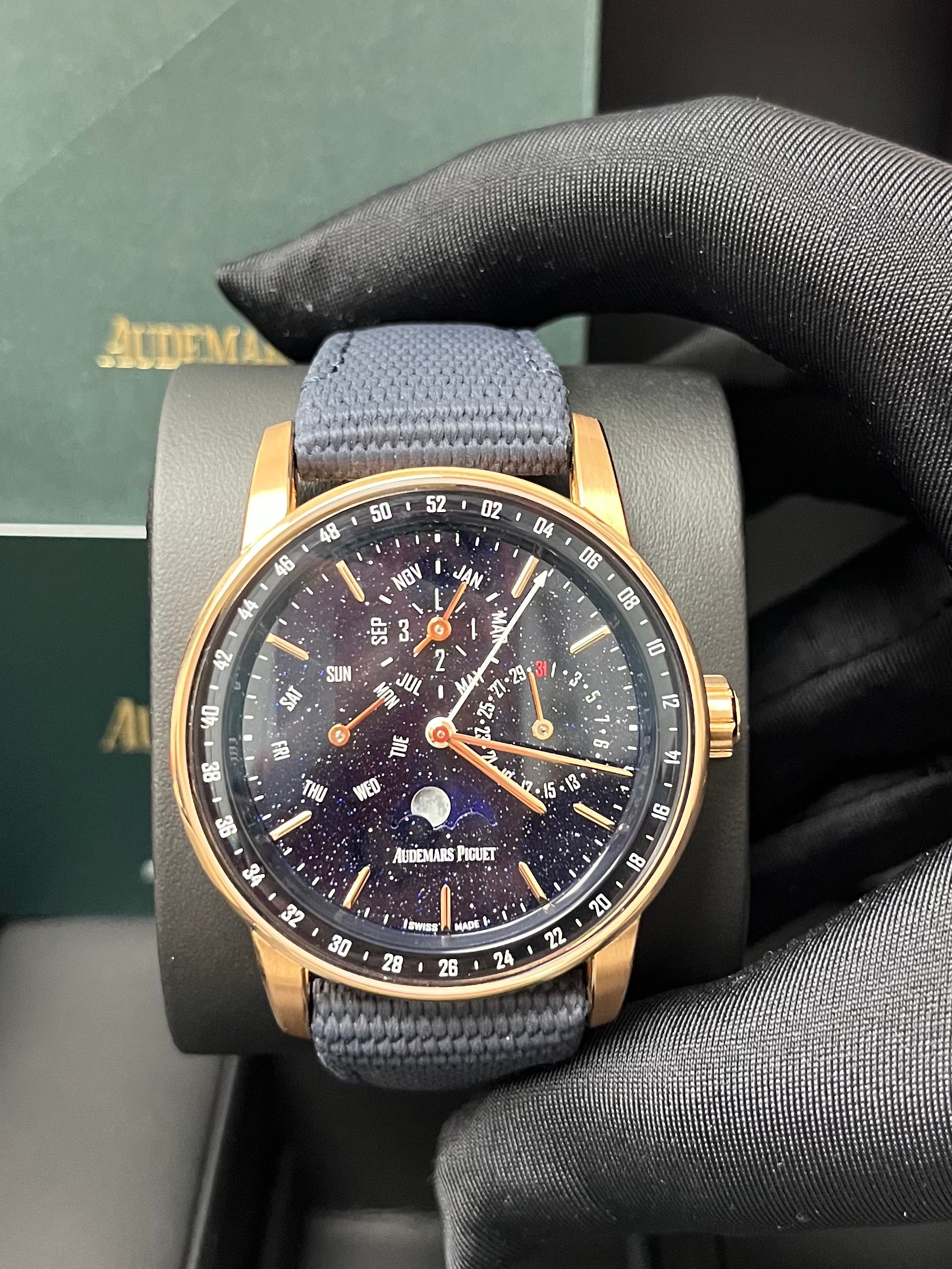 Audemars Piguet Code 11.59 Perpetual Calendar Luxury Watch - 18K Rose Gold Case, Blue Dial, Leather Strap Ref#26394OR.OO.D321CR.01 | Perfect for Business Meetings, Formal Events & Watch Collectors