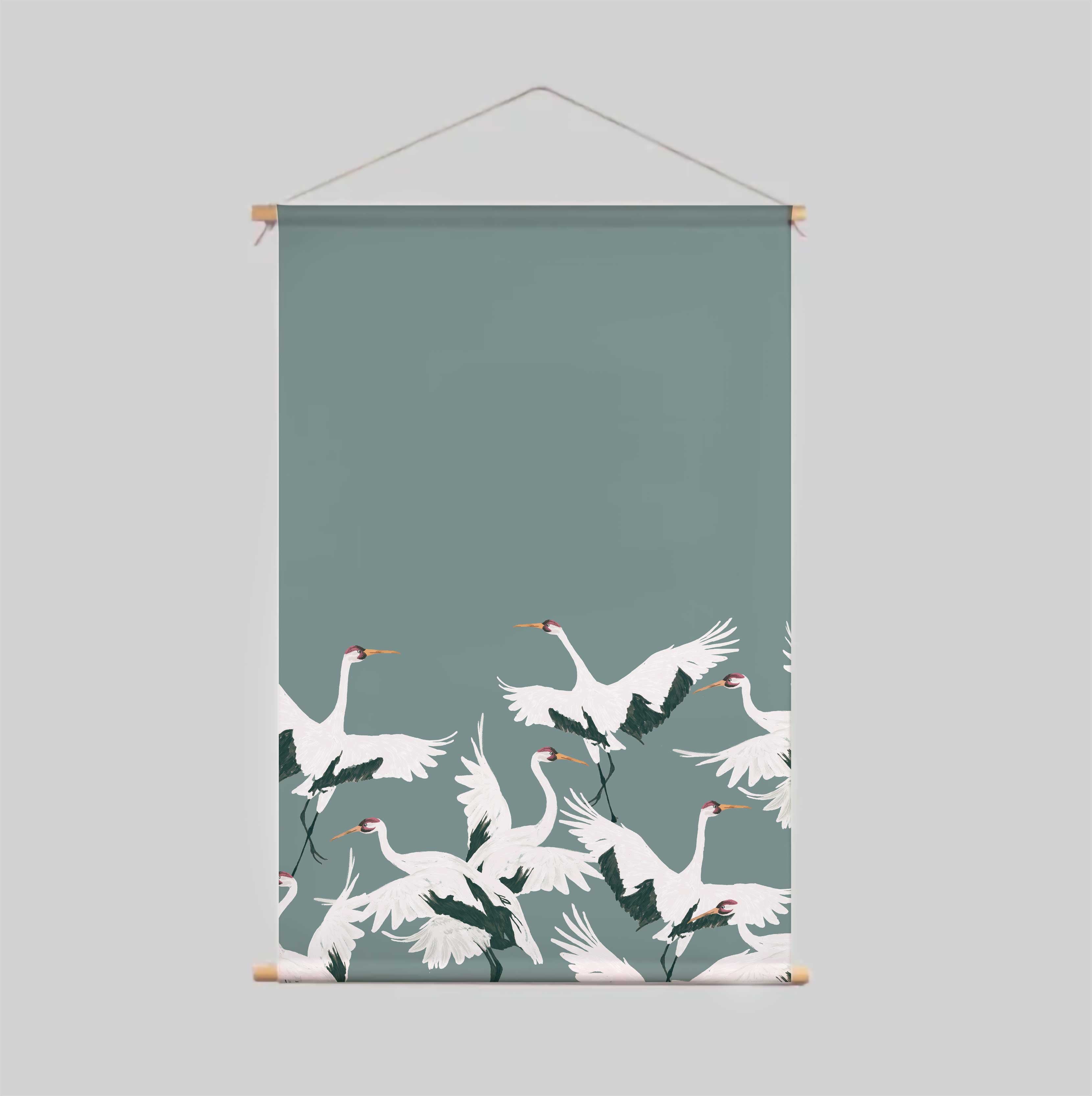 Stork Teal Textile Poster - Elegant Wall Art for Home & Office Decor - Perfect for Living Room, Bedroom, or Nursery
