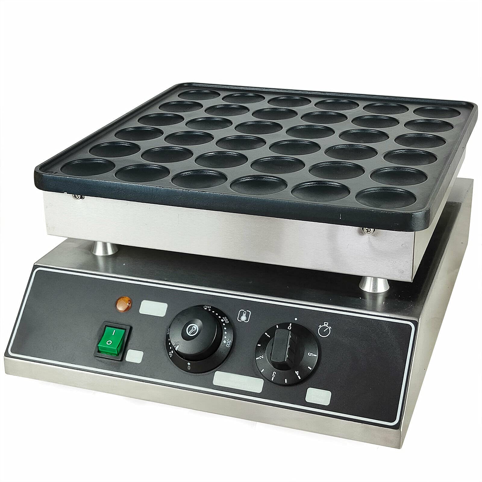 Commercial Mini Dutch Pancake Maker - 36 Hole Stainless Steel Electric Round Waffle Maker | Nonstick Multifunction Baking Machine for Muffins, Waffles & Pancakes | Perfect for Breakfast Cafes, Bakeries & Home Kitchens