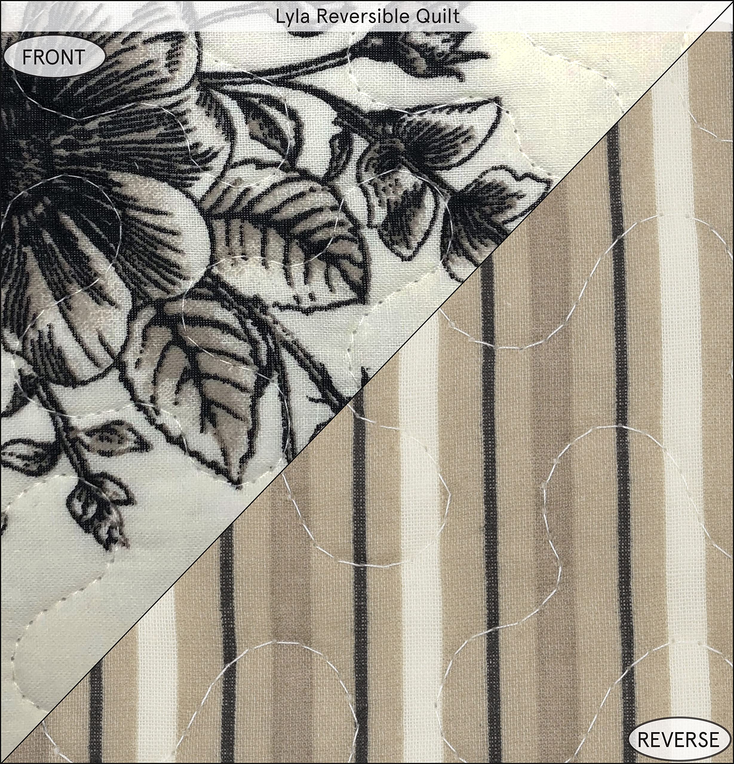 HiEnd Accents Lyla 3-Piece Reversible Floral Cotton Quilt Set with Pillow Shams - Super Queen Size, Luxury Farmhouse Bedding for Romantic Bedroom Decor | Perfect for Master Bedrooms, Guest Rooms & Cozy Farmhouse Styling