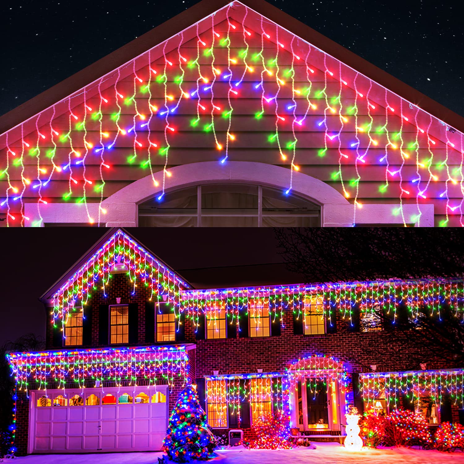 Koicaxy 400 LED 33ft Christmas Lights Outdoor Decorations - 8 Modes Icicle Fairy String Lights for Indoor/Outdoor Use - Perfect for Wedding, Party, Holiday, Christmas & Halloween Decor (Colorful) - Create Magical Ambiance for Gardens, Patios & Home Decor
