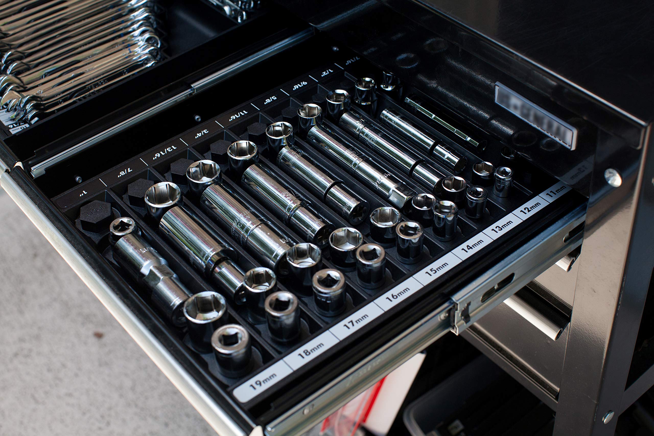 Black Socket Organizer Set - Heavy Duty Tool Storage Case for Mechanics & DIY Enthusiasts - Perfect for Garage, Workshop & Auto Repair