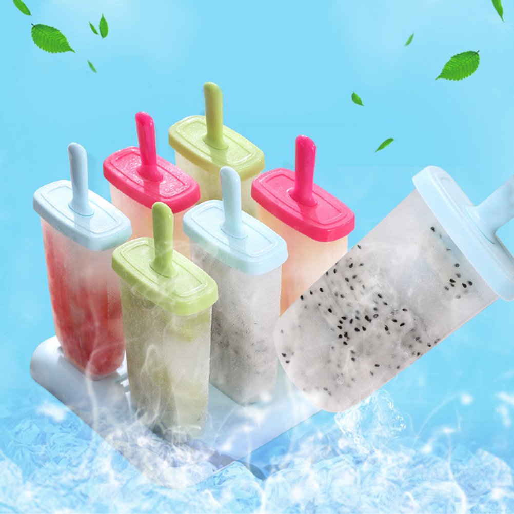 Cabilock 6 Popsicle Molds with Lids - BPA Free Ice Pop Makers for Kids, DIY Homemade Popsicle Kit - Perfect for Summer Treats, Birthday Parties & Family Fun