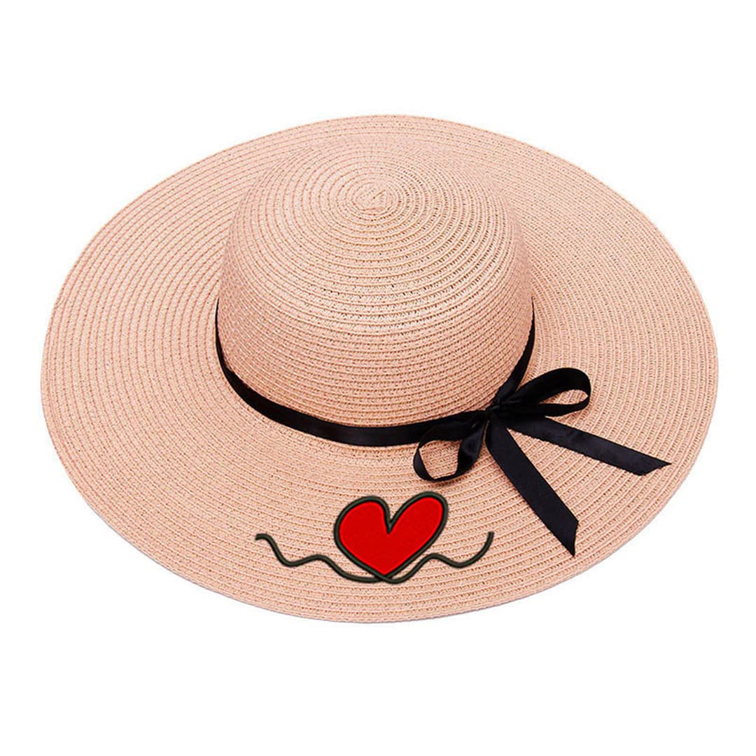Custom Embroidered Women's Straw Hat with Personalized Text & Logo - Wide Brim Sun Hat for Beach, Outdoor & Summer Activities