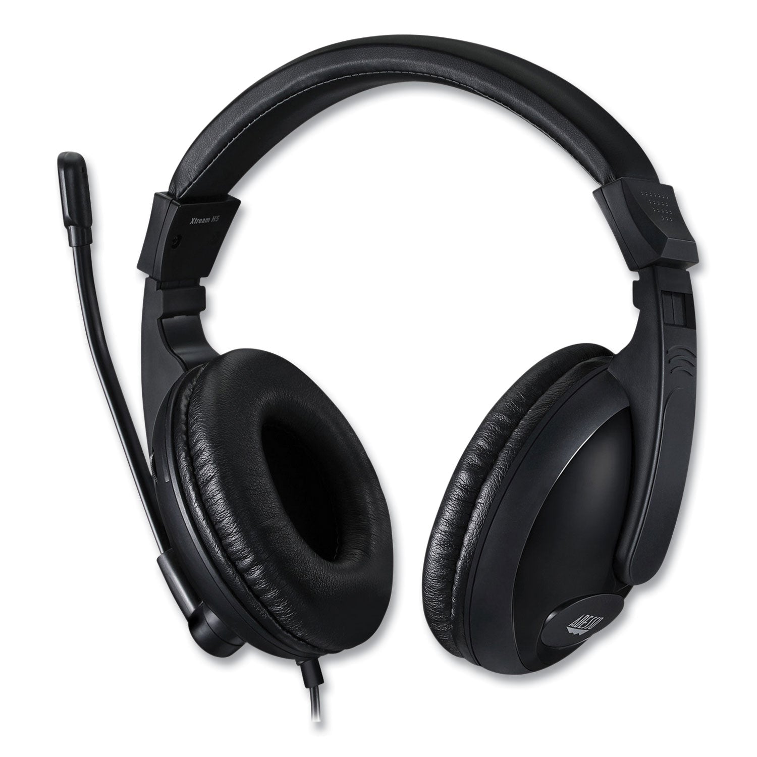Adesso Xtream H5U Binaural Over-Ear Headset with Noise-Canceling Mic for Gaming & Online Meetings - Comfortable Black PC Headphones for Work, Call Centers & Remote Learning