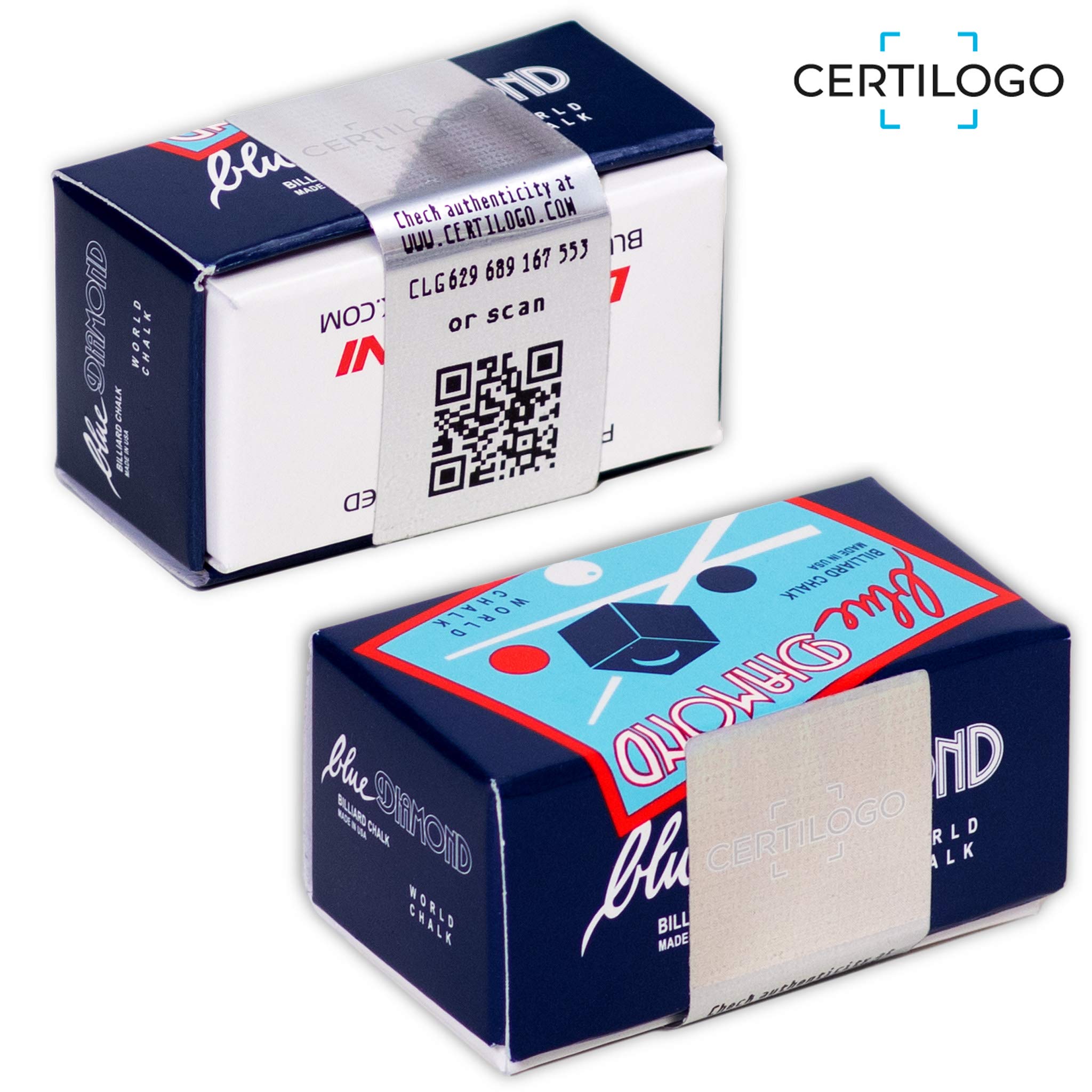 Premium Blue Diamond Billiard Chalk with Certilogo Authentication - 2 Pack for Pool, Snooker & Carom Players - Perfect for Professional Cue Tips & Smooth Shots