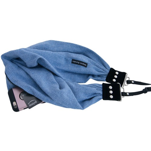 Denim Blue Pocket Scarf Strap - Fashionable Phone Accessory for Women | Perfect for Selfies, Travel & Everyday Use