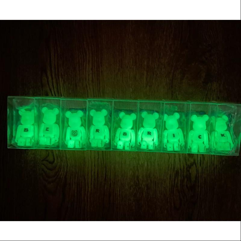 Medicom Be@rbrick Series 44 BASIC SET - 9-Piece Glow in The Dark Collectible Figures | Perfect for Home Display, Office Decor & Gift Giving