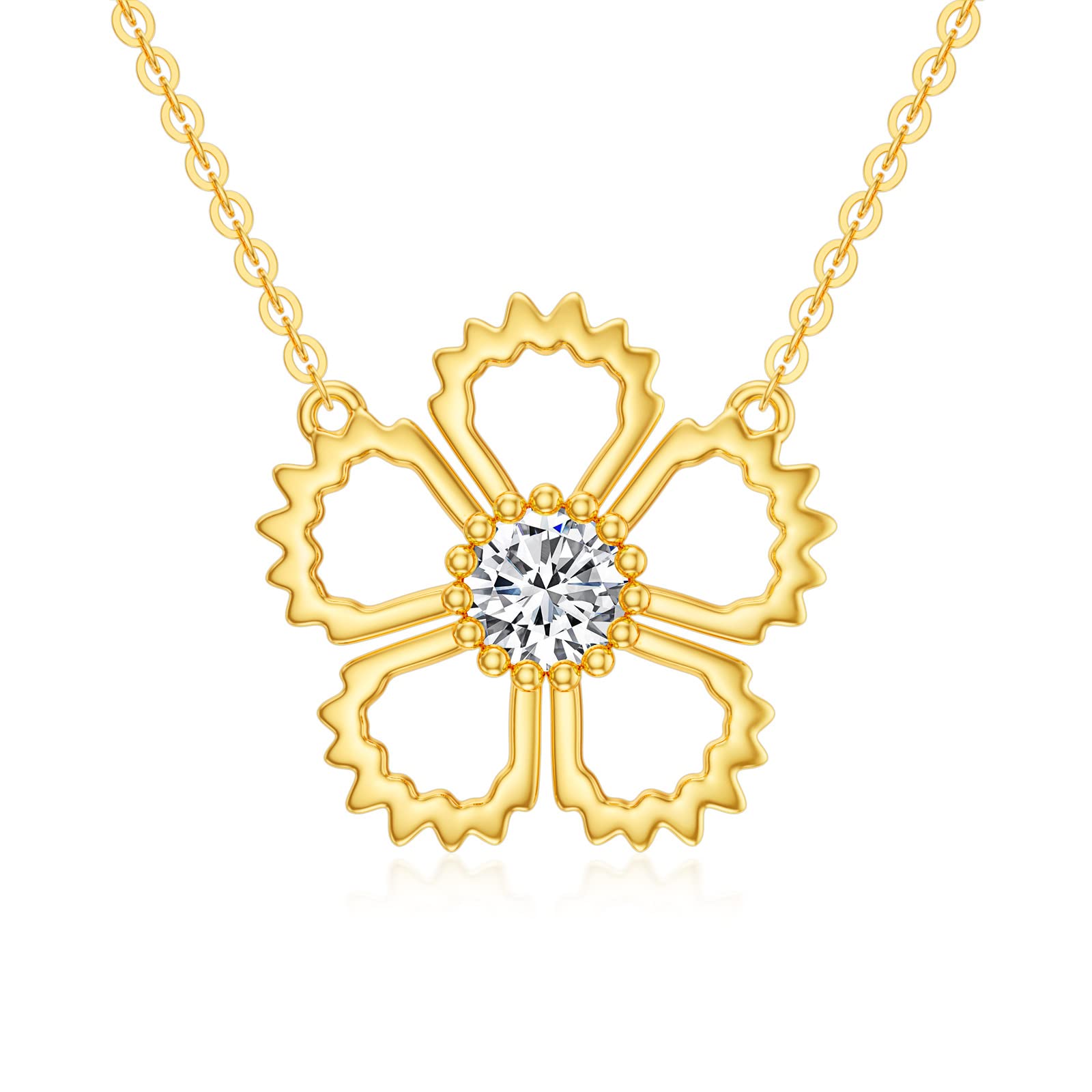 14K Solid Gold Flower Pendant Necklace for Women - Elegant Floral Jewelry Gift for Wife, Mother, Girlfriend - Perfect for Birthday, Anniversary, Mother's Day & Special Occasions