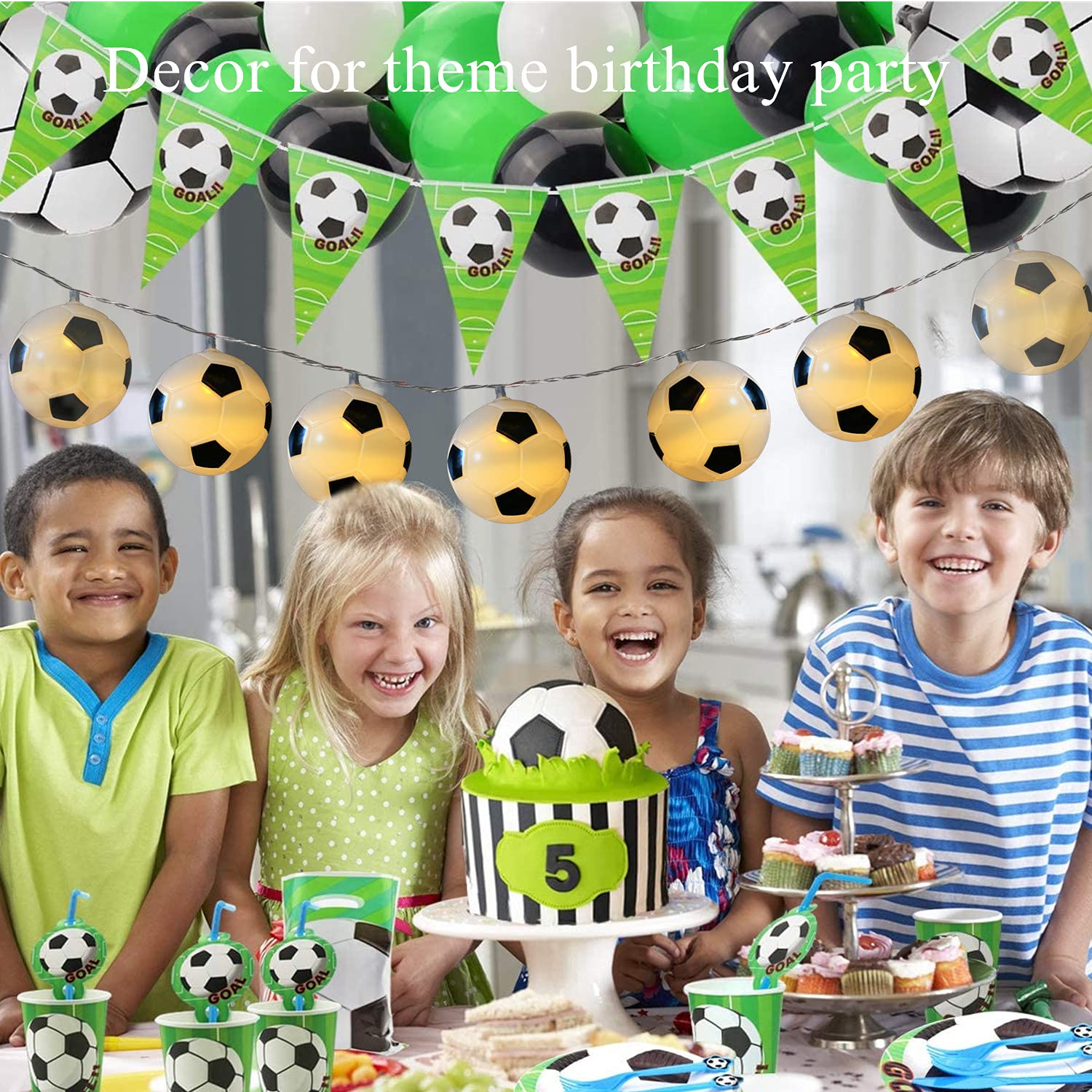 Soccer Ball String Lights - 10 LED Battery Fairy Lights for Kids' Room Decor | Birthday Christmas Party Gift