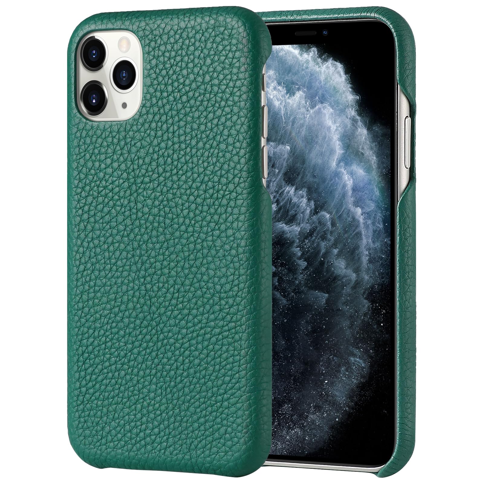 Premium Handmade Genuine Leather Crossbody Phone Case for iPhone 11 Pro - 5.8 Inch Real Leather Cover with Wireless Charging Support (Green) | Perfect for Daily Use, Travel & Outdoor Activities