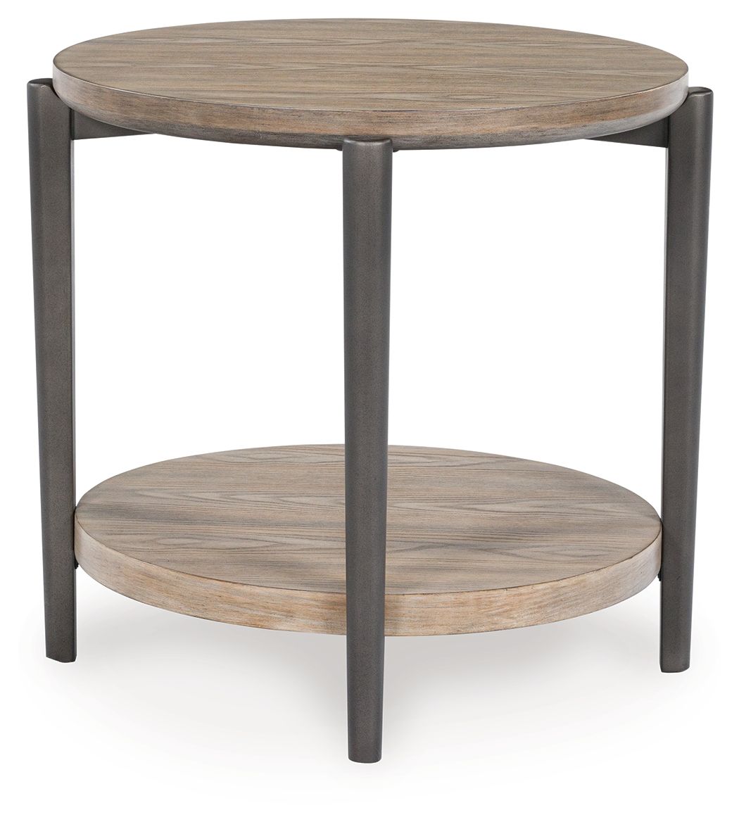 Dyonton Light Grayish Brown Round End Table - Modern Side Table for Living Room, Bedroom, or Office - Perfect for Lamps, Books, and Decor