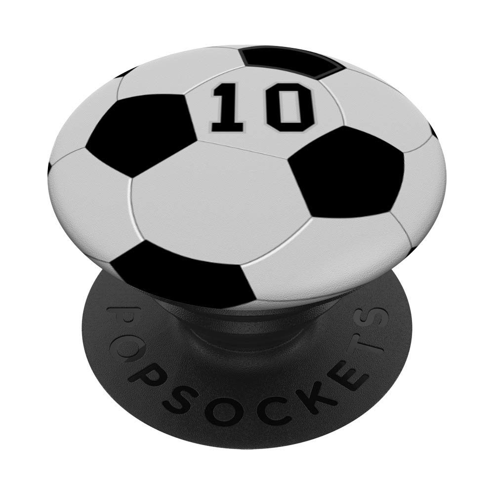 Soccer Ball Number 10 Phone Stand PopSocket PopGrip: Swappable Grip for Phones & Tablets - Perfect for Fans, Travel, and Desk Use
