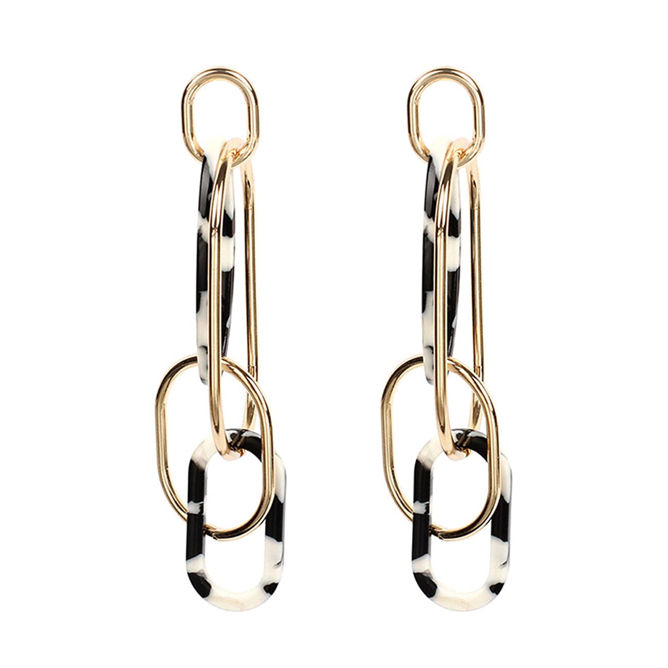 Stylish Acrylic Leopard Print Long Pendant Earrings for Women - Geometric Resin Oval Dangle Earrings - Fashion Statement Jewelry for Parties, Date Night & Special Occasions