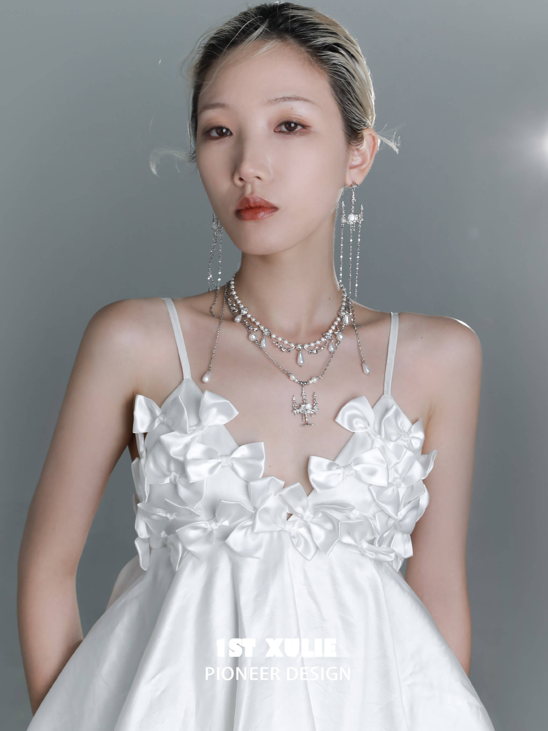 S925 Sterling Silver Rose White Shell Pearl Chandelier Necklace for Women - Elegant Crystal Palace Design, Perfect for Weddings, Parties & Special Occasions