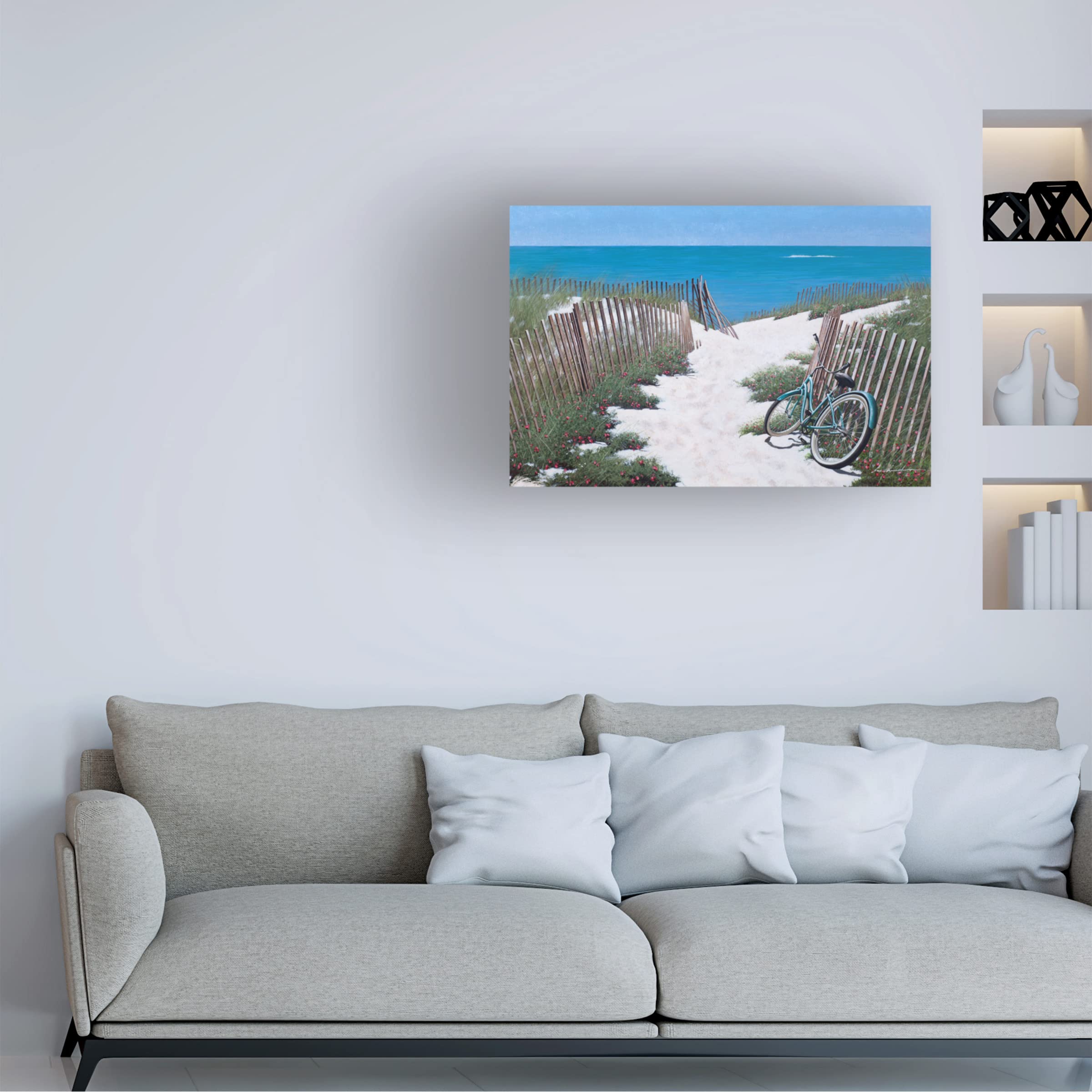 Trademark Fine Art 'Beach Bike' Canvas Wall Art by Zhen Huan Lu - Coastal Decor for Living Room, Bedroom & Office