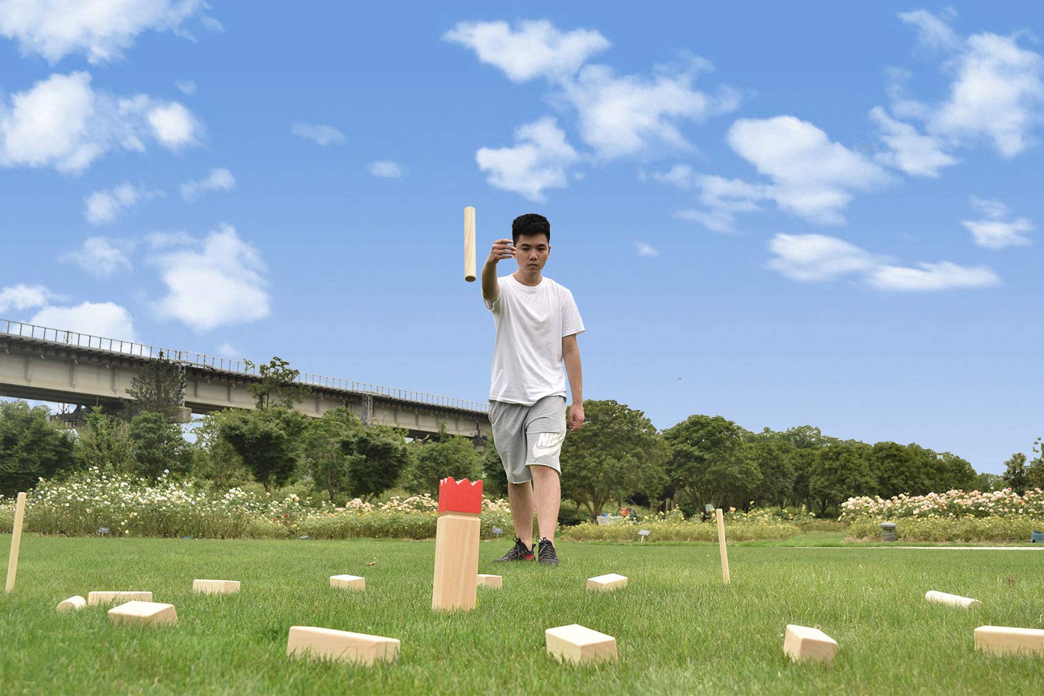 Premium Hardwood Kubb Yard Game Set - Outdoor Toss Game for Kids & Adults - Backyard, Lawn, Beach & Picnic Fun - Includes Carrying Bag - Viking-Inspired Family Entertainment