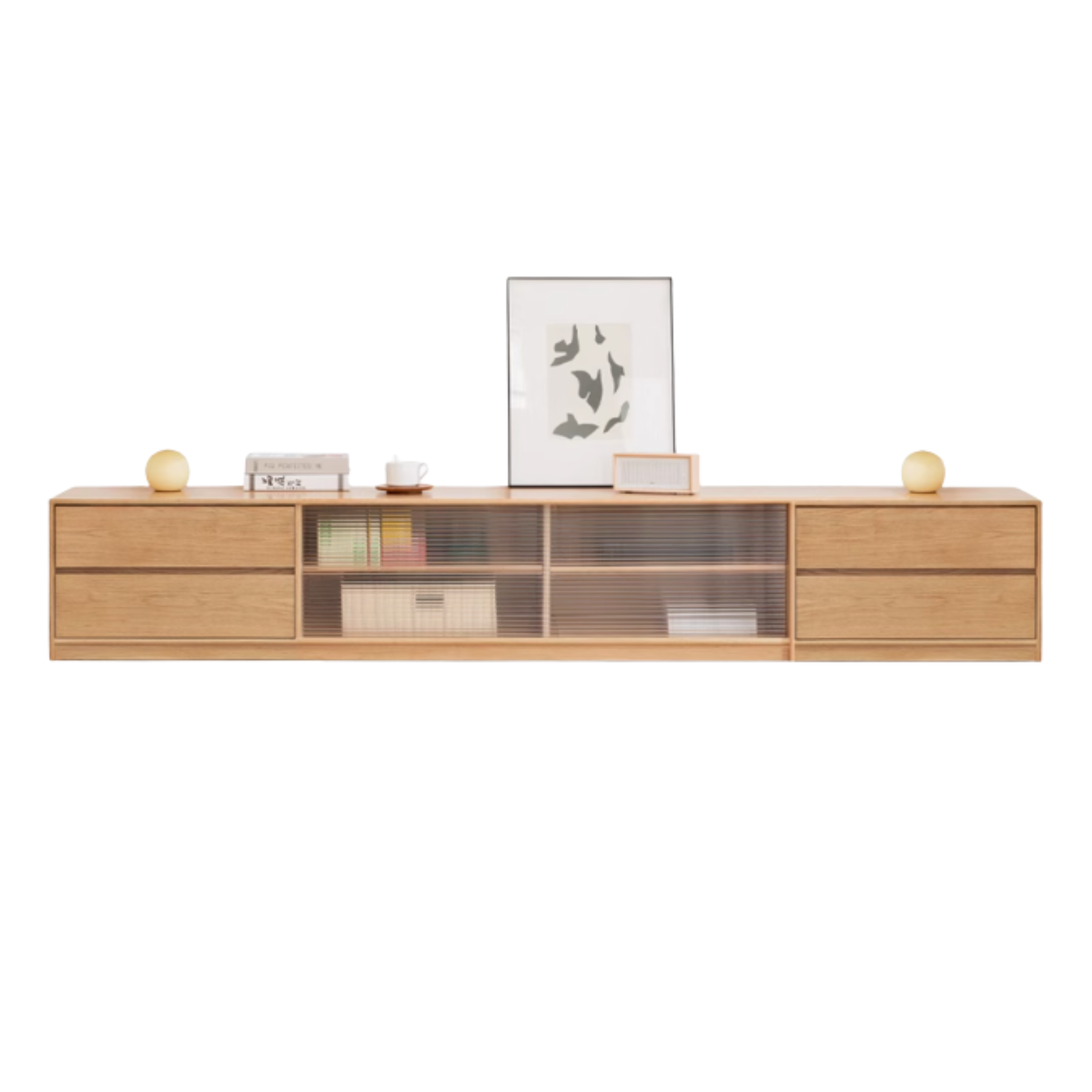 Solid Oak Wood TV Stand with Storage - Modern Entertainment Center for Living Room, Bedroom & Home Theater