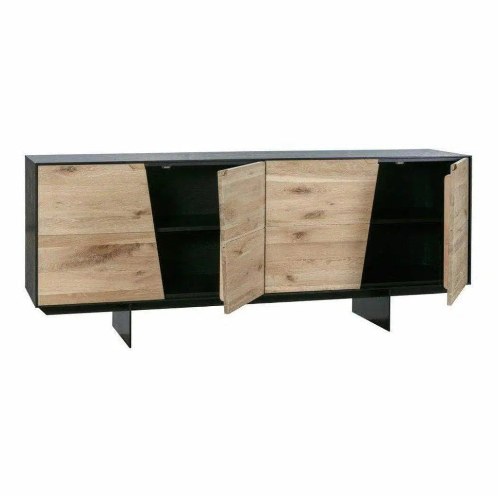 79 Inch Natural Wood Sideboard Buffet Cabinet - Modern Contemporary Dining Room Storage Furniture for Home & Office Use