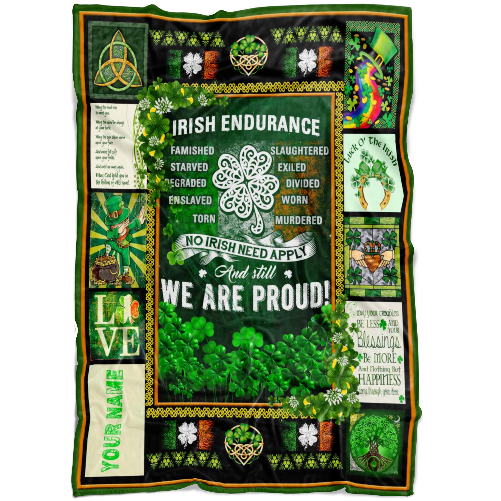 Custom Personalized Name Blanket for Saint Patrick's Day | Irish-Themed Throw Blanket Gift for Wife, Husband, Dad & Mom | Soft Fleece Blanket with Embroidery | Perfect for Home Decor, Cozy Nights & Irish Pride Celebrations