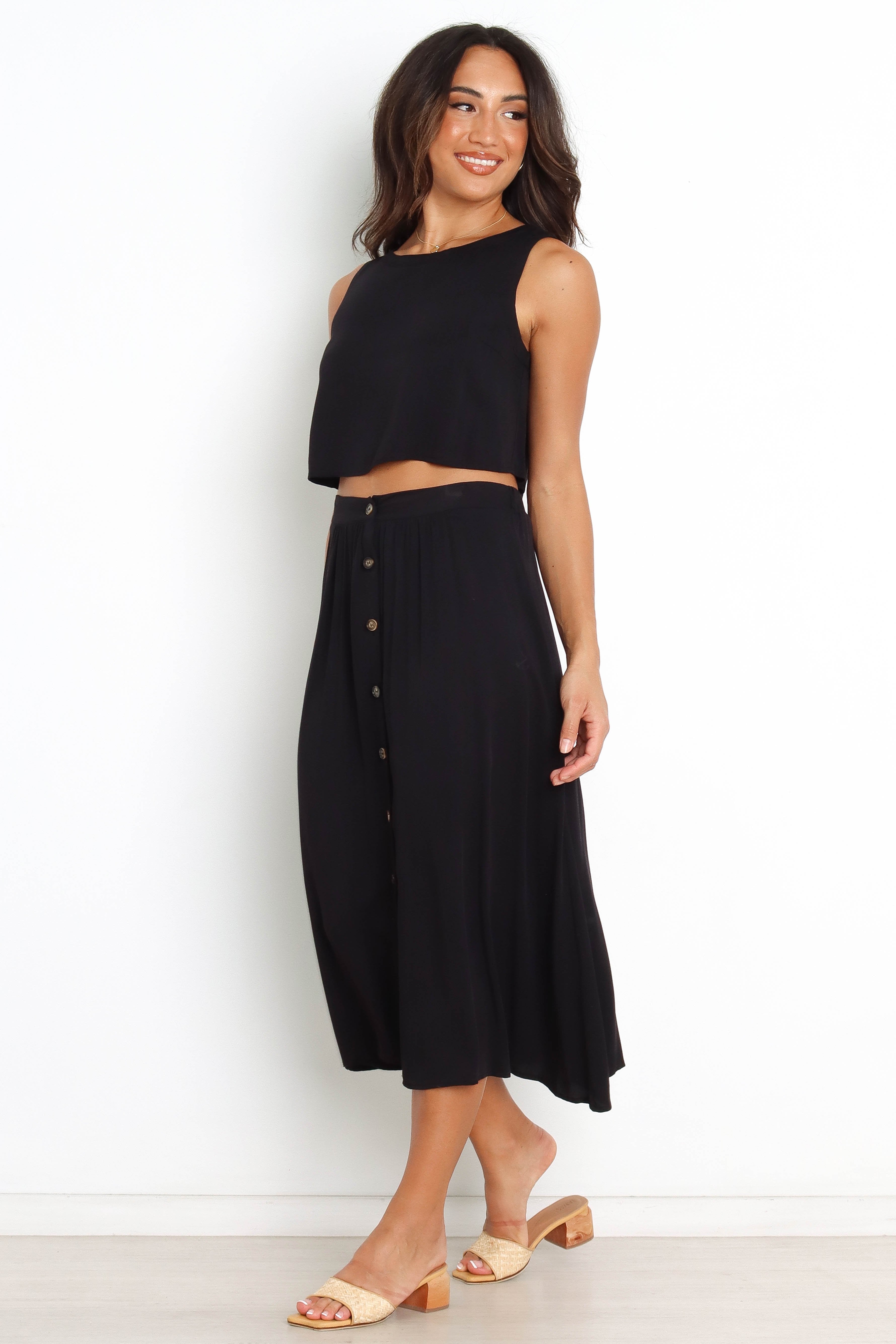Ava Skirt - Women's Black Midi Skirt for Casual & Office Wear | Comfortable Stretch Fabric | Perfect for Work, Dates & Everyday Outfits