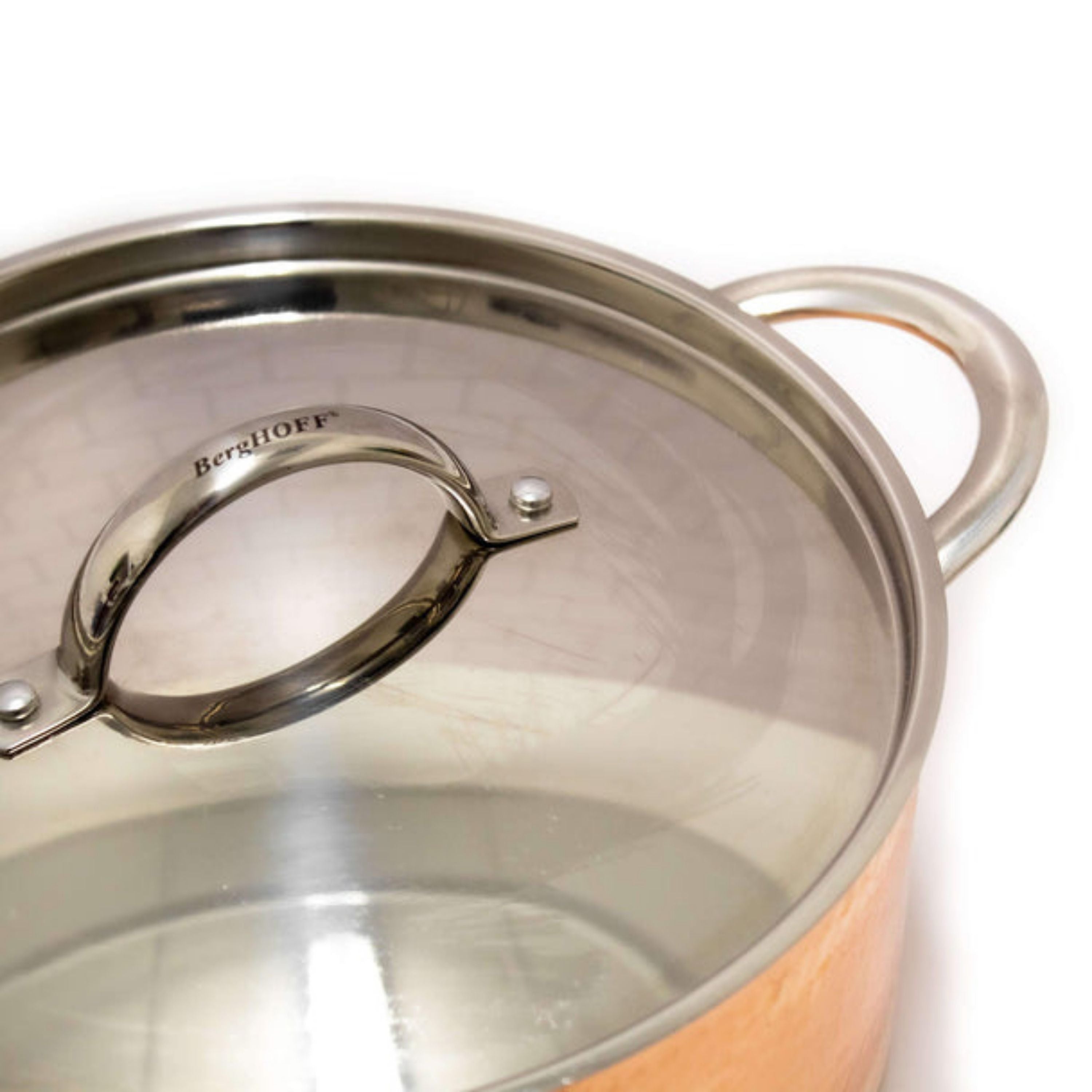 BergHOFF Vintage 6-Piece Tri-Ply Copper Cookware Set with Lids - Polished Stainless Steel Pots & Pans for Professional Cooking, Baking & Entertaining