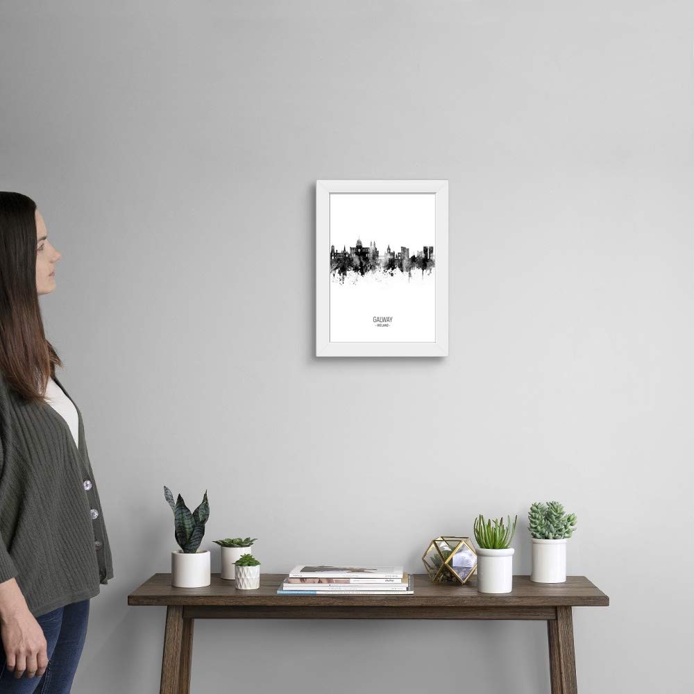 Galway Ireland Skyline White Framed Art Print - Premium Wall Decor for Living Room, Office & Bedroom - Irish Landscape Painting for Home Decoration & Gift Giving