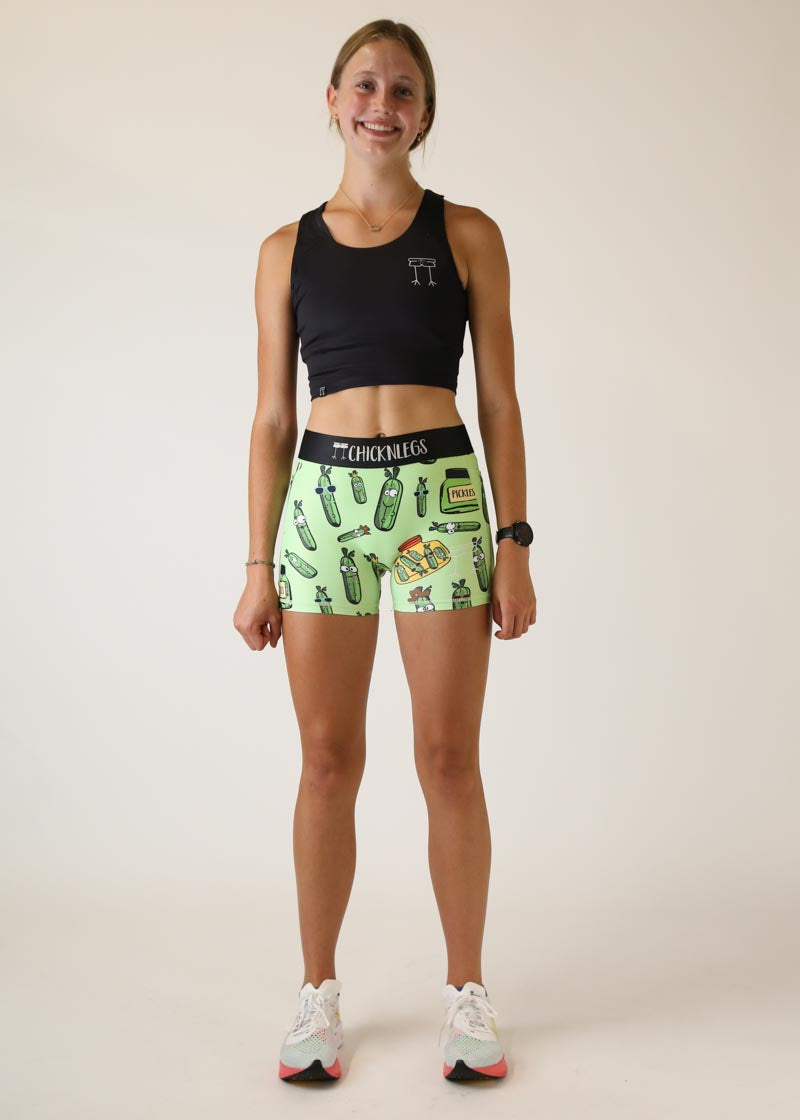 High Waist Women's Pickles 3 Compression Shorts - Moisture Wicking Workout Leggings for Running, Yoga & Gym - Plus Size Activewear with Tummy Control