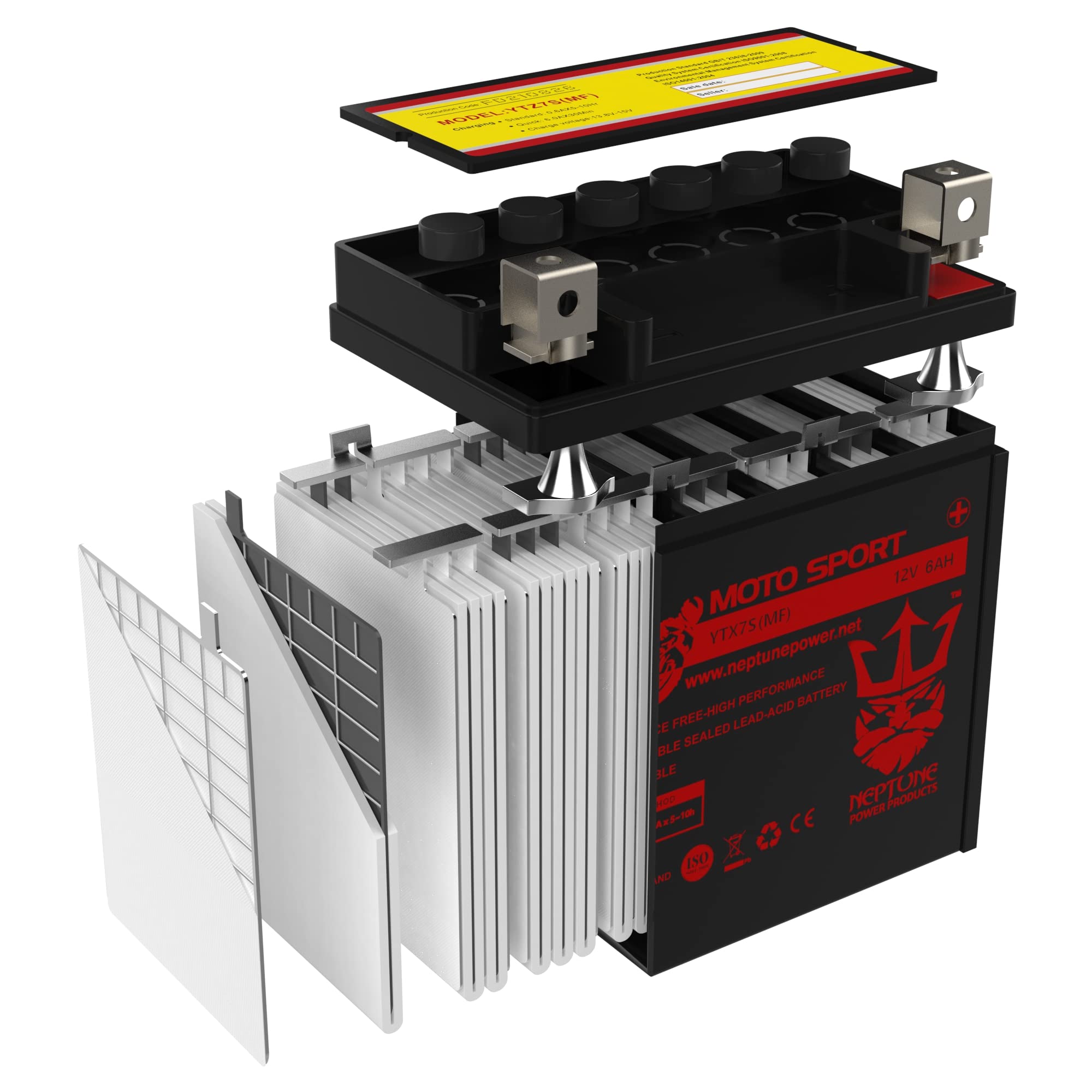 Neptune YTZ7S Replacement Battery for Power-Sonic PTZ7S - Maintenance Free Sealed Powersport Battery for Motorcycles, ATVs & Jet Skis - Reliable Starting Power in Extreme Conditions