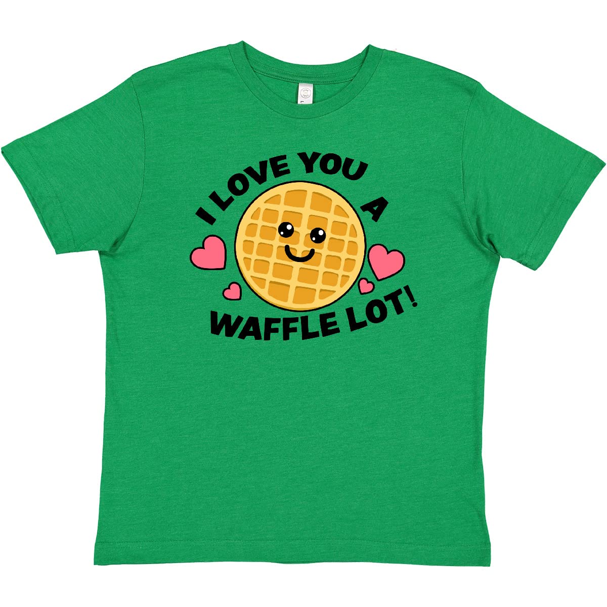 Inktastic 'I Love You a Waffle Lot' Cute Happy Waffle Graphic Youth T-Shirt - Perfect for Valentine's Day, Family Matching Outfits & Breakfast Lovers