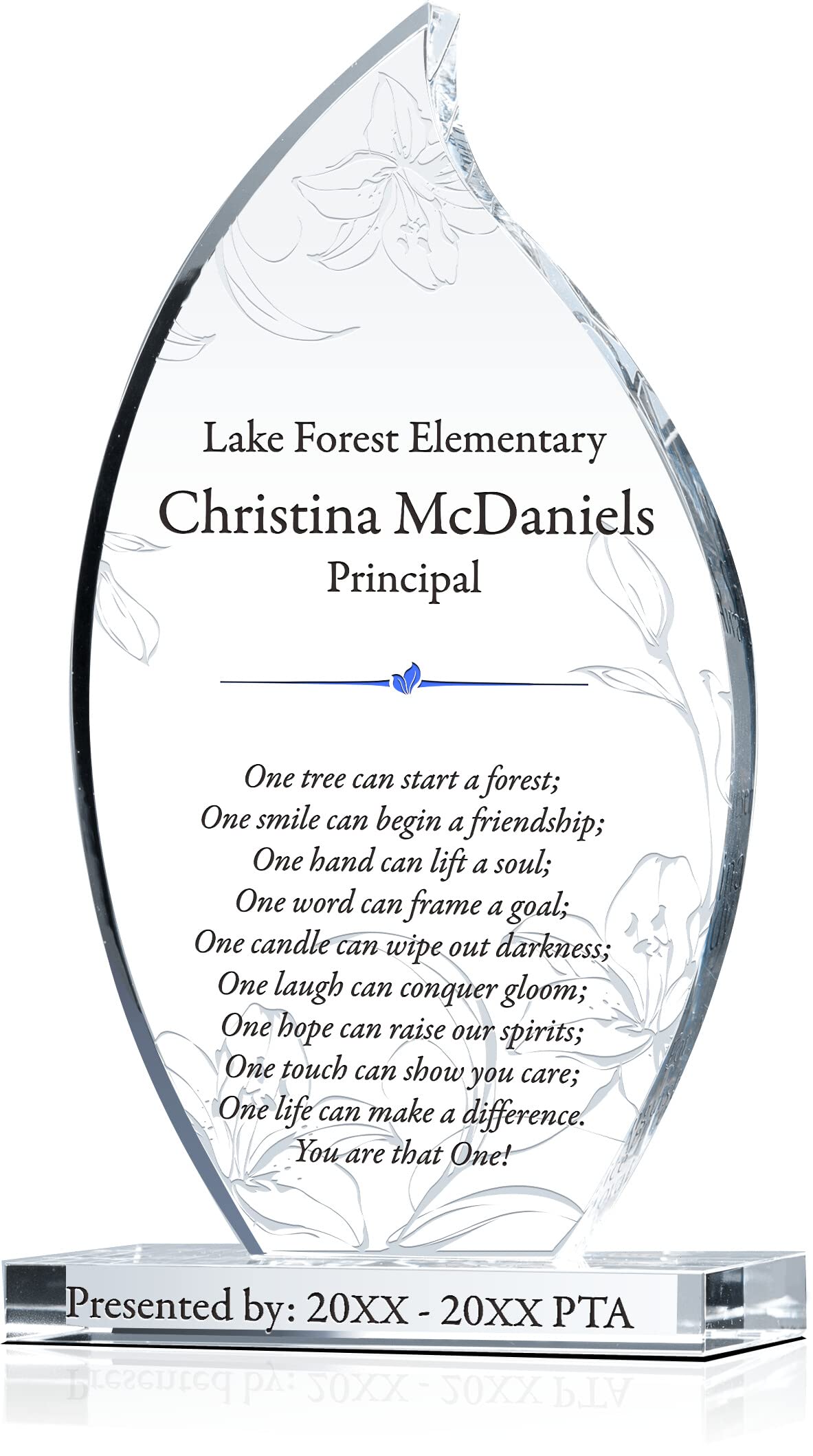 Personalized Crystal Flame Teacher Appreciation Gift Plaque - Custom Engraved with Teacher & School Name - Unique Thank You Gift for Educators, Principals, Coaches from PTA, Class or Students (9 Inch) - Perfect for Teacher Appreciation Week, Retirement Gifts & End of Year Celebrations