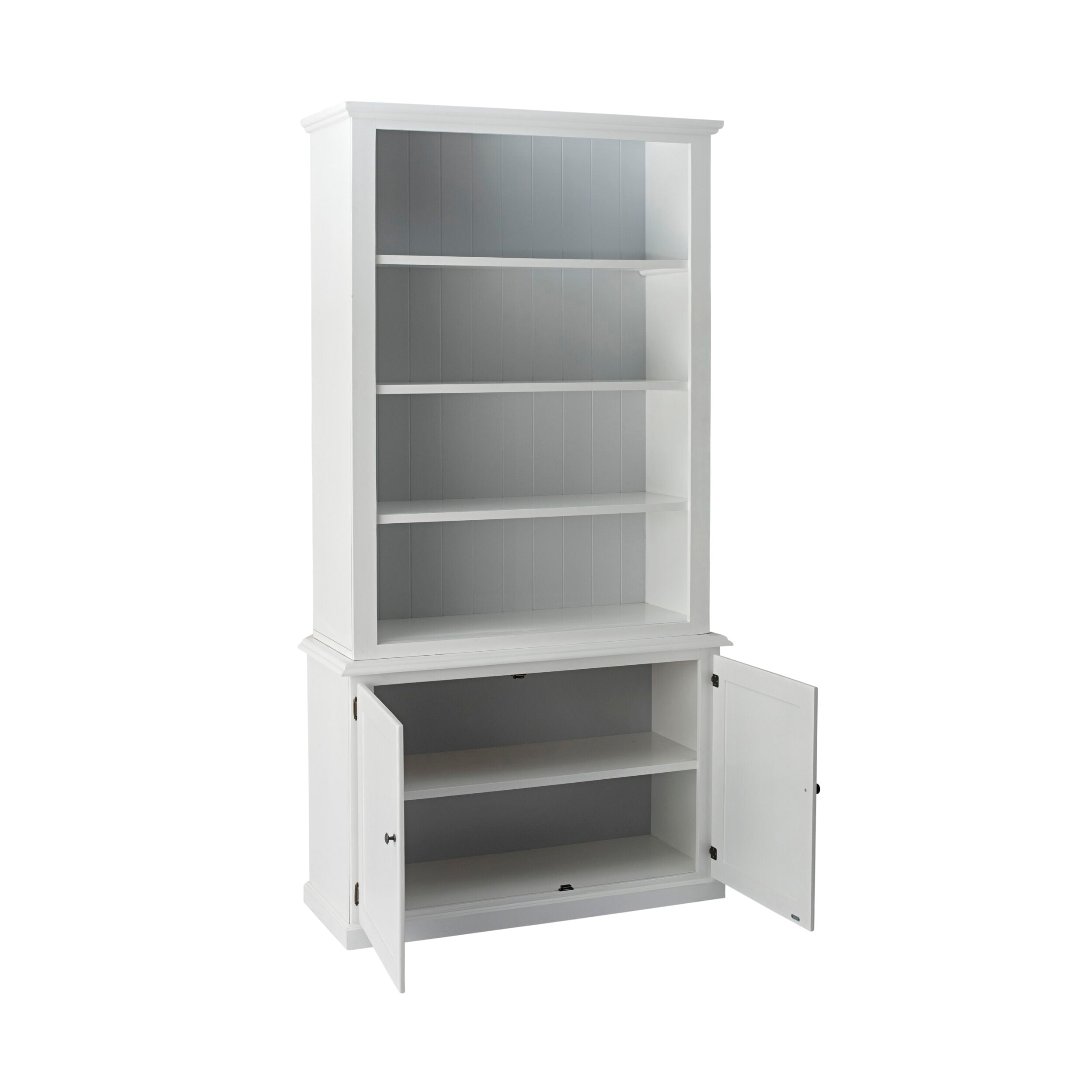 Armand 2 Door Library Shelving Unit - 124 x 240cm White Bookcase for Home Office, Living Room & Study - Modern Storage Solution for Books, Decor & Essentials