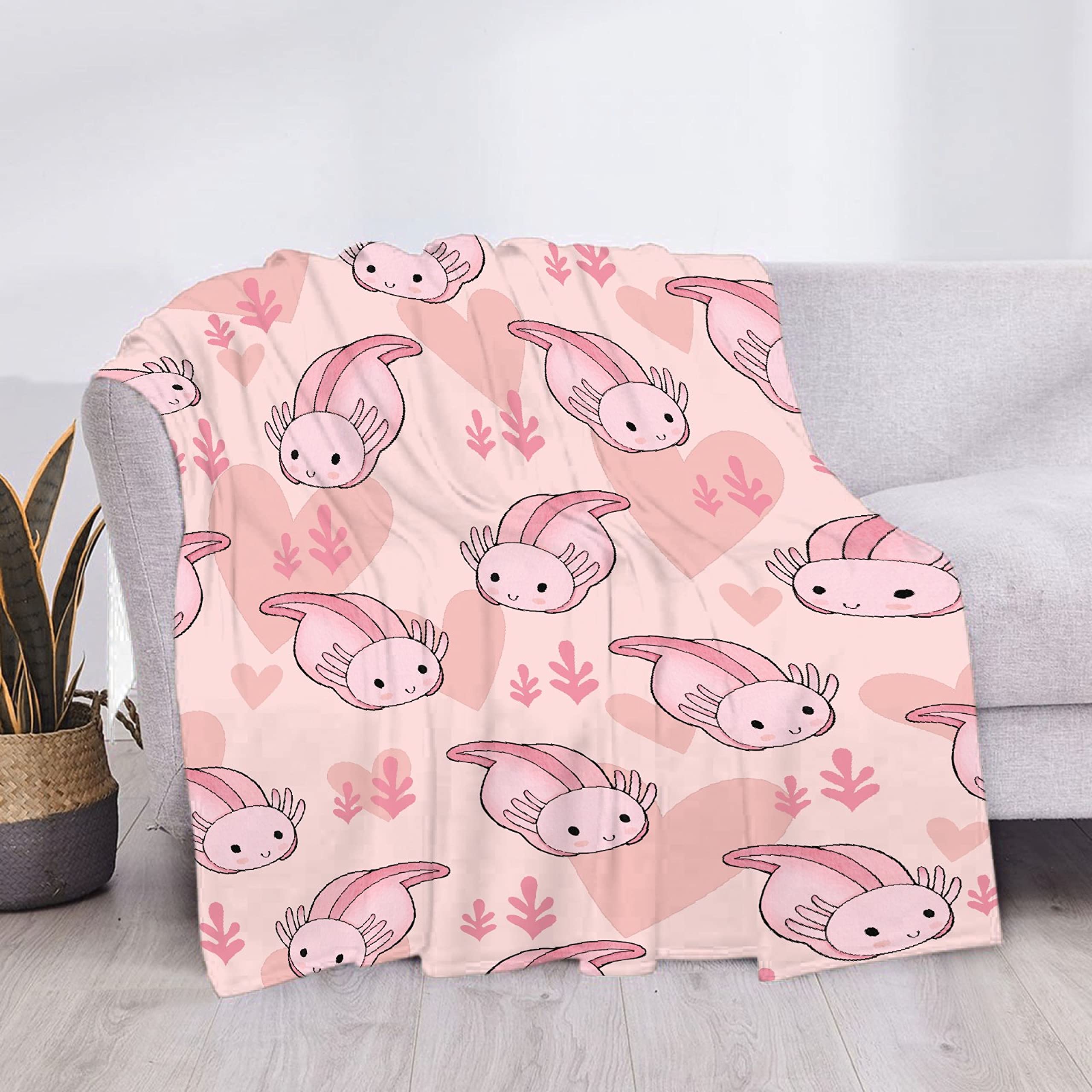 Soft Cozy Plush Fleece Axolotl Blanket - Lightweight Warm Throw for Girls, Women & Men - Funny Pink Animal Gift for Axolotl Lovers - Perfect for Sofa, Couch, Travel, Camping & Family Use